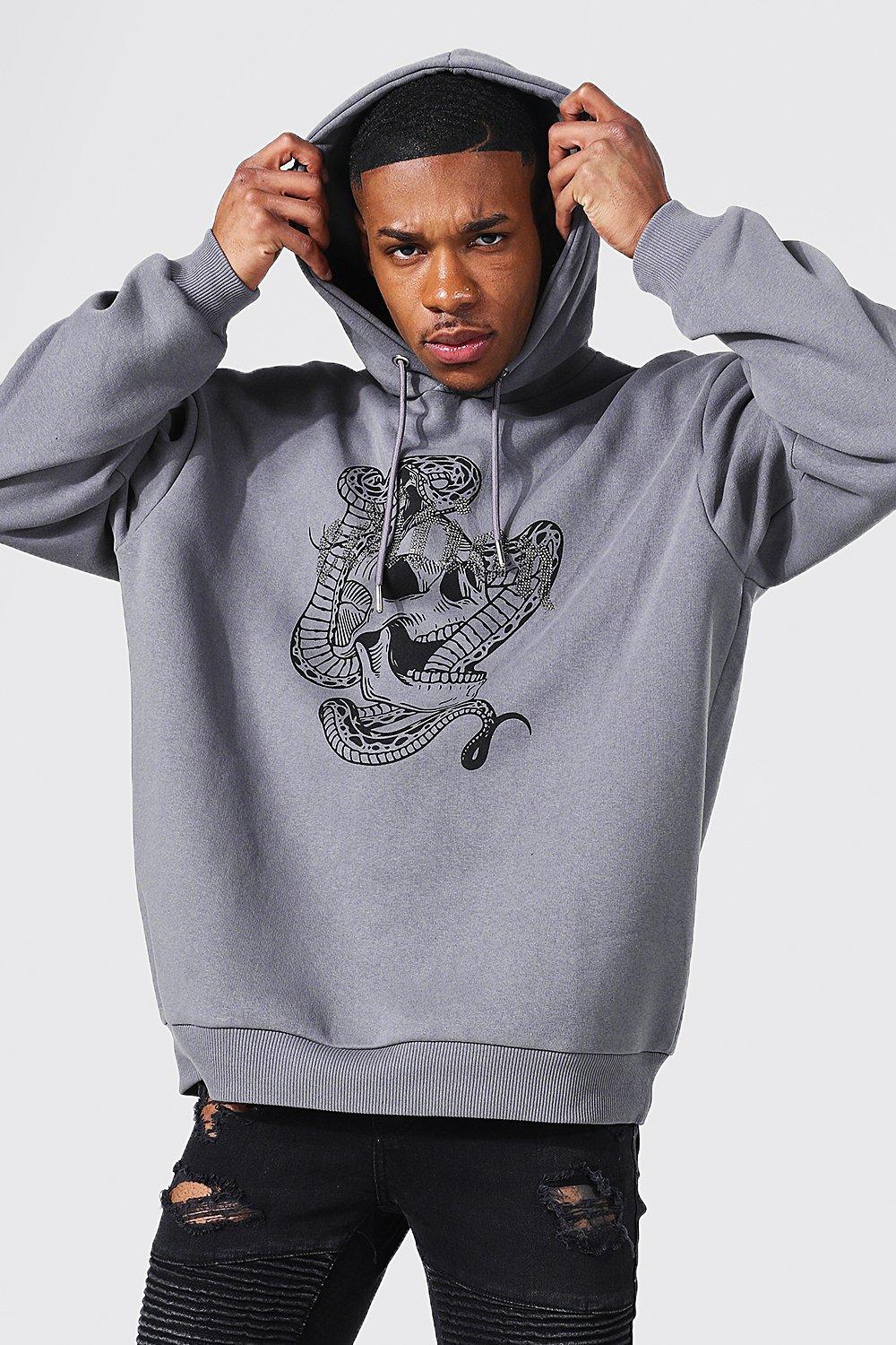 Oversized Skull Edition Rhinestone Hoodie