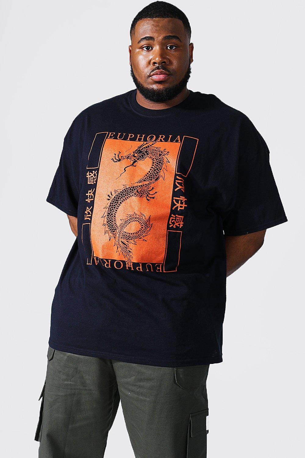 Plus Size Dragon Printed T-shirt | boohooMAN USA