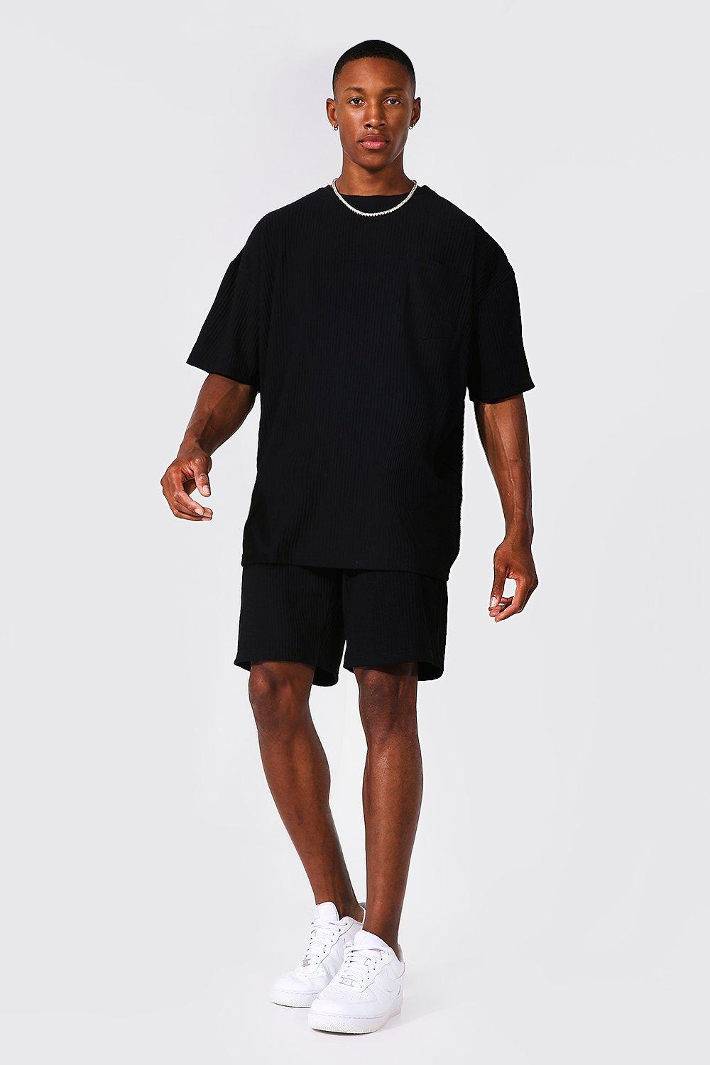 boohooMAN Oversized Official Baseball Polo and Short Set