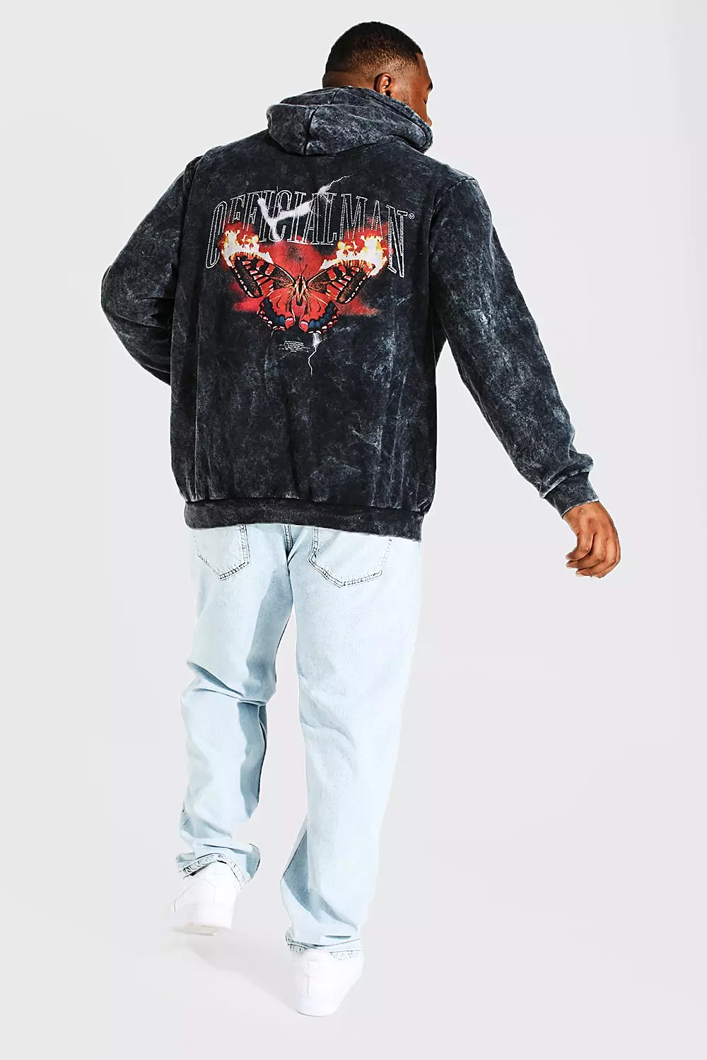 Black Plus Official Acid Wash Rhinestone Hoodie alternative image