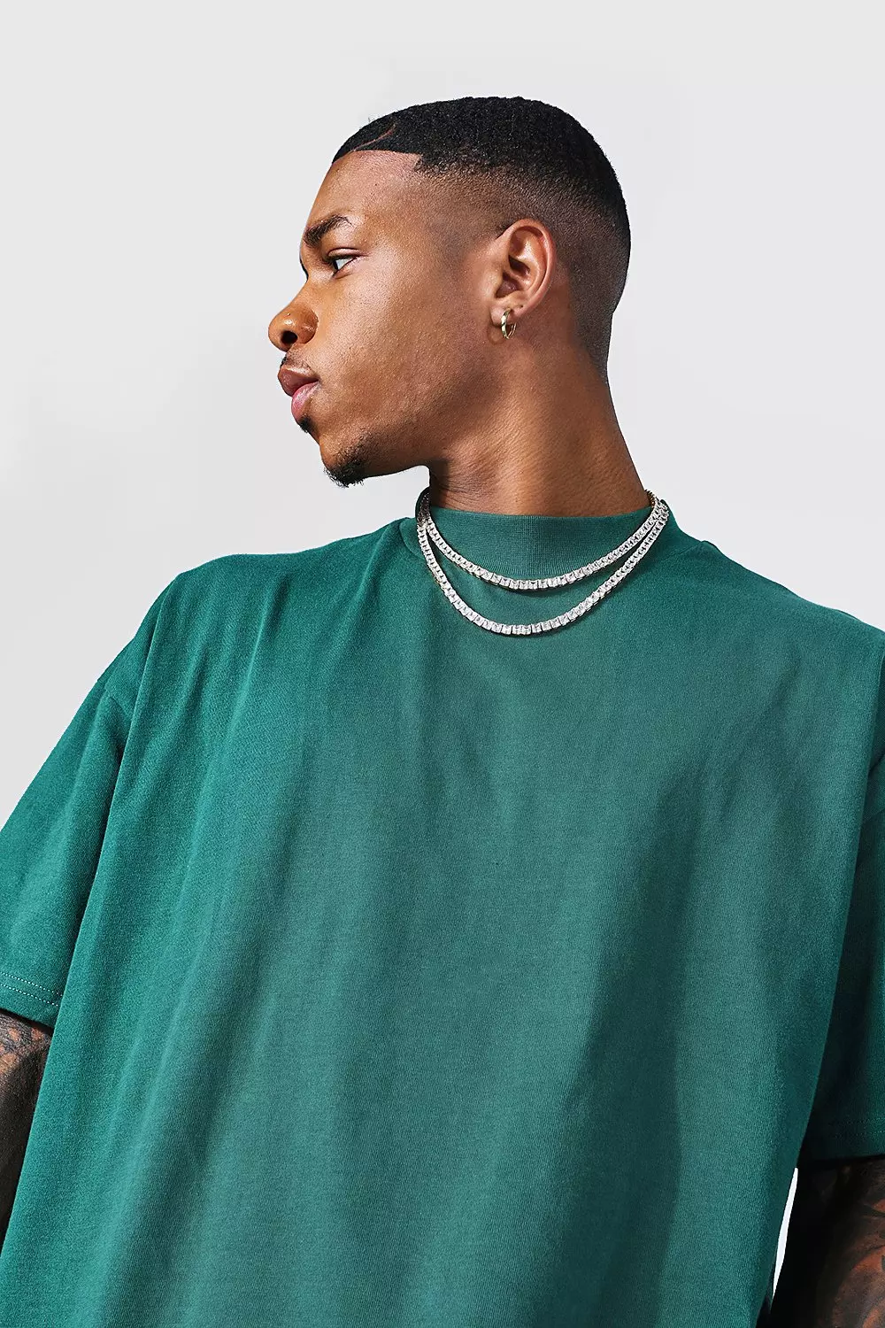 Oversized Extended Neck Heavyweight T-shirt | boohooMAN UK