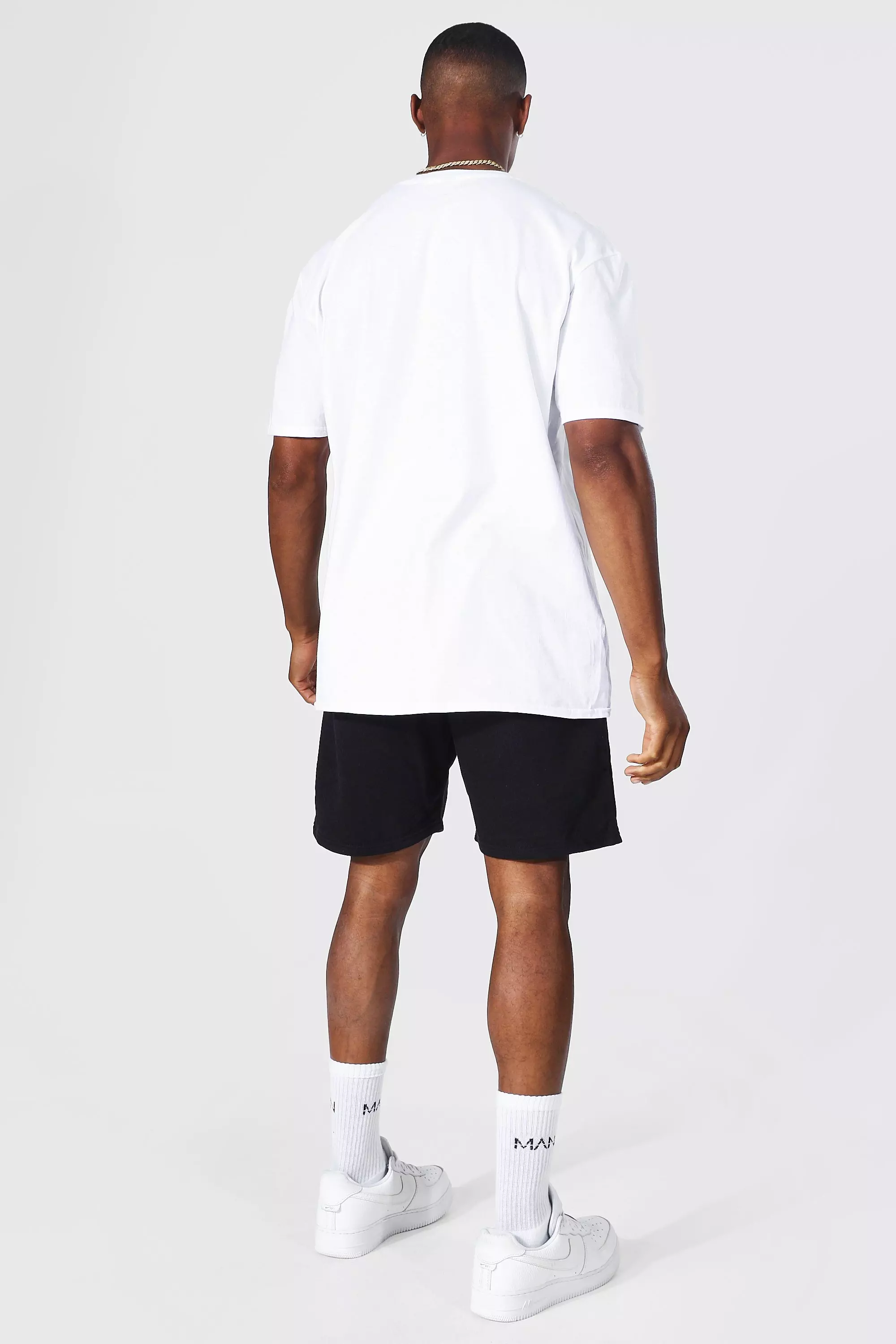 Oversized Hi-lo Drip Face Tee And Short Set | boohooMAN USA
