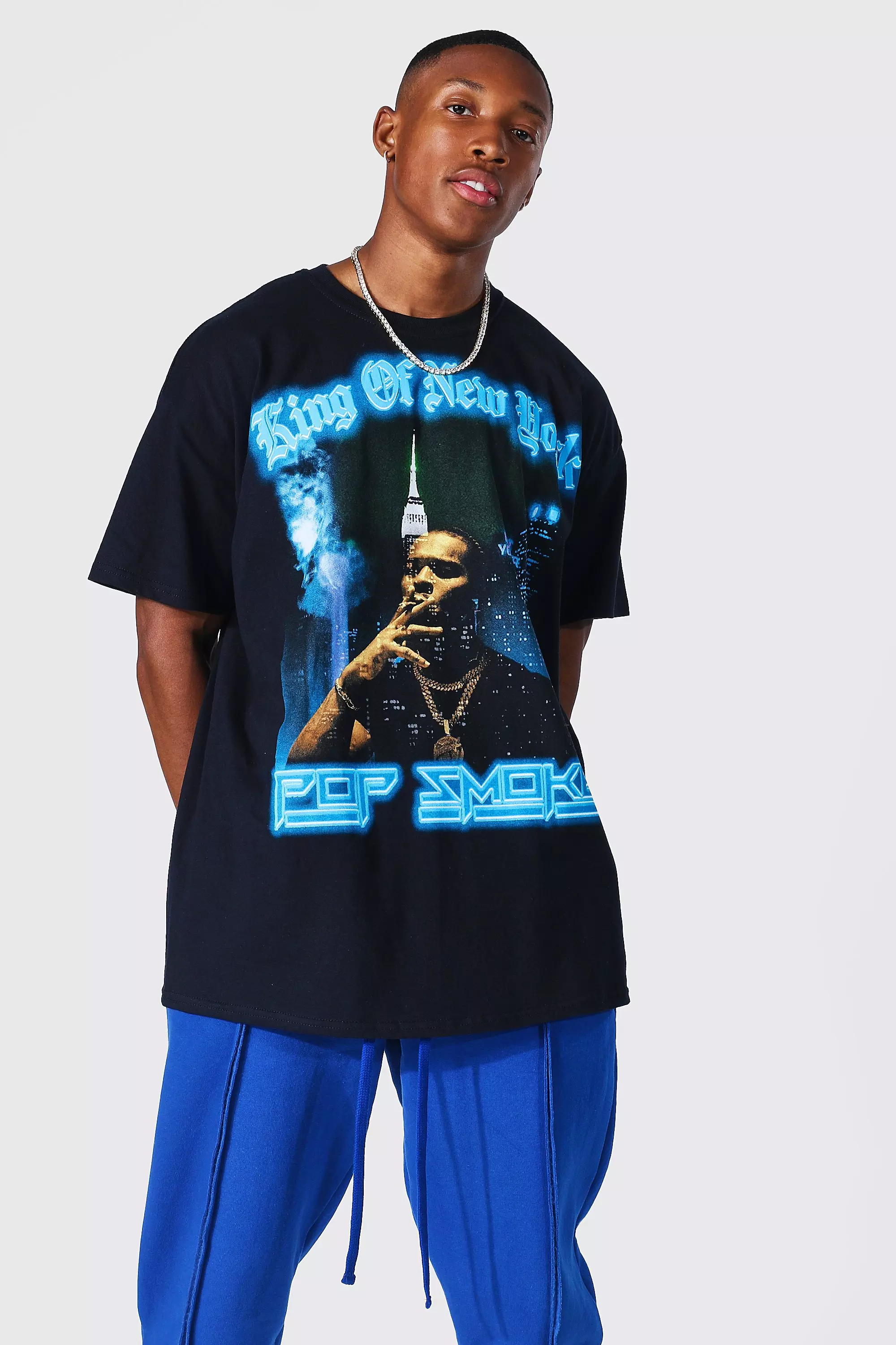 Black Oversized Pop Smoke New York Licensed T-shirt alternative image