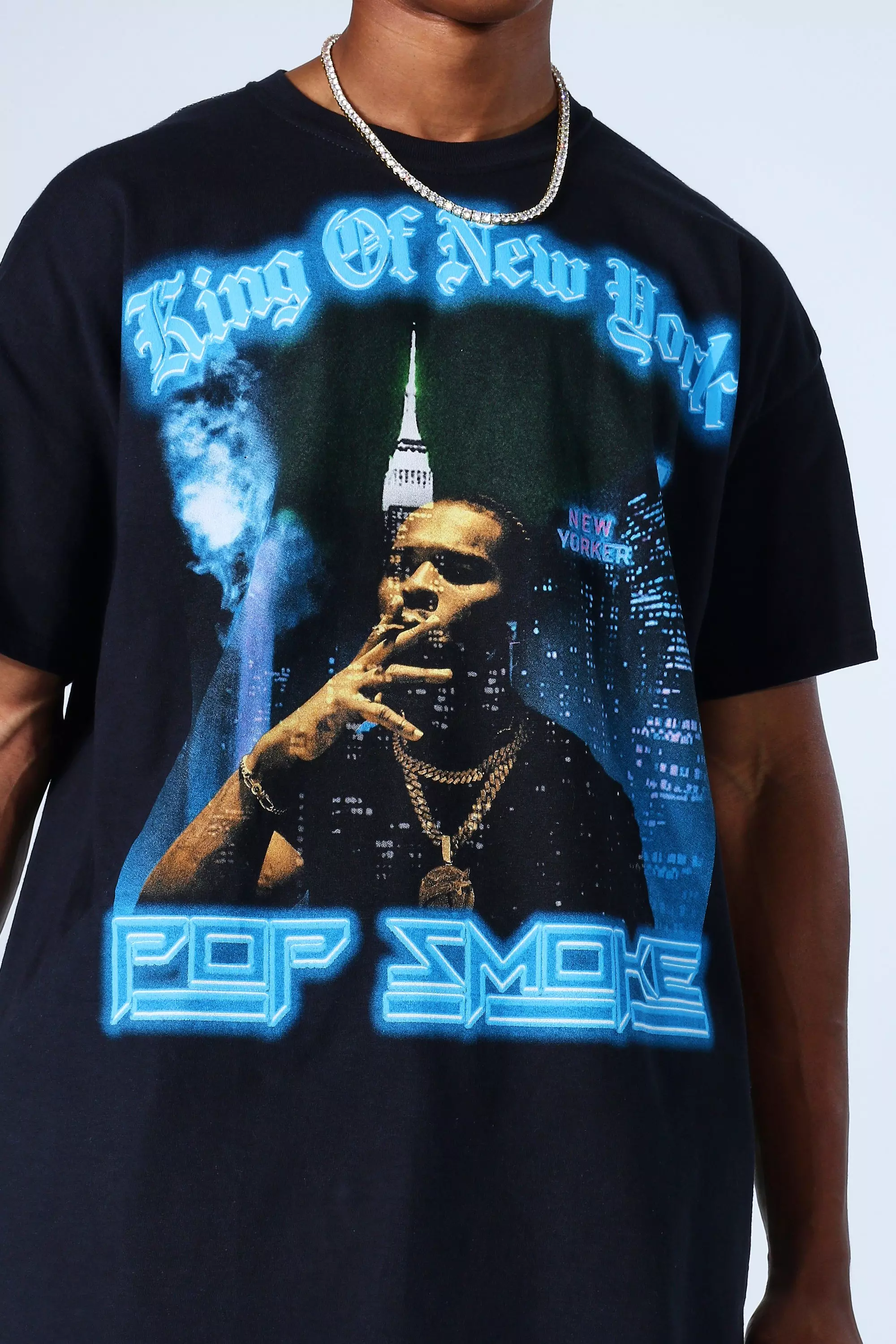 Black Oversized Pop Smoke New York Licensed T-shirt alternative image