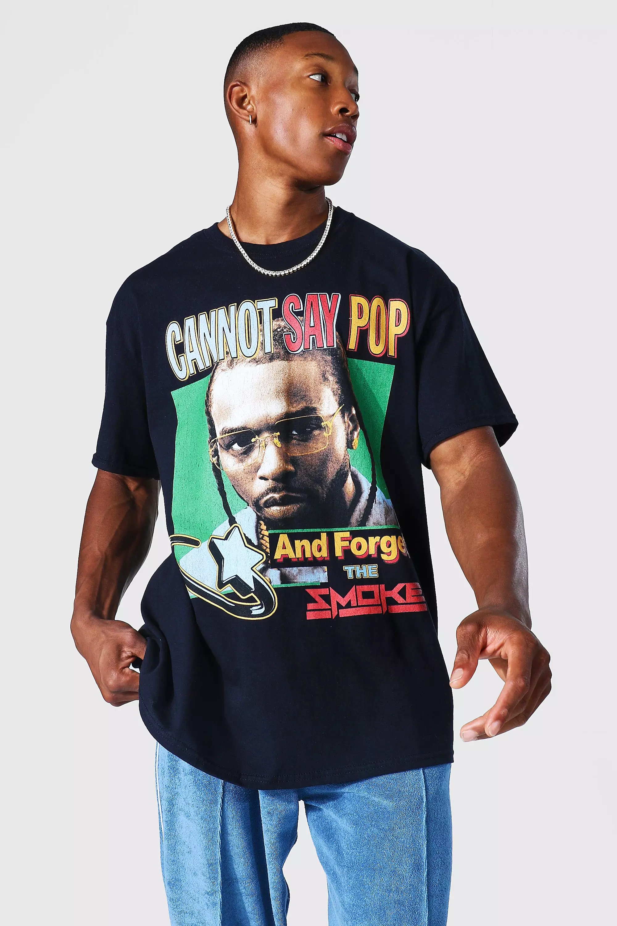 Black Oversized Pop Smoke Licensed T-shirt alternative image
