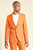 Orange Skinny Single Breasted Suit Jacket