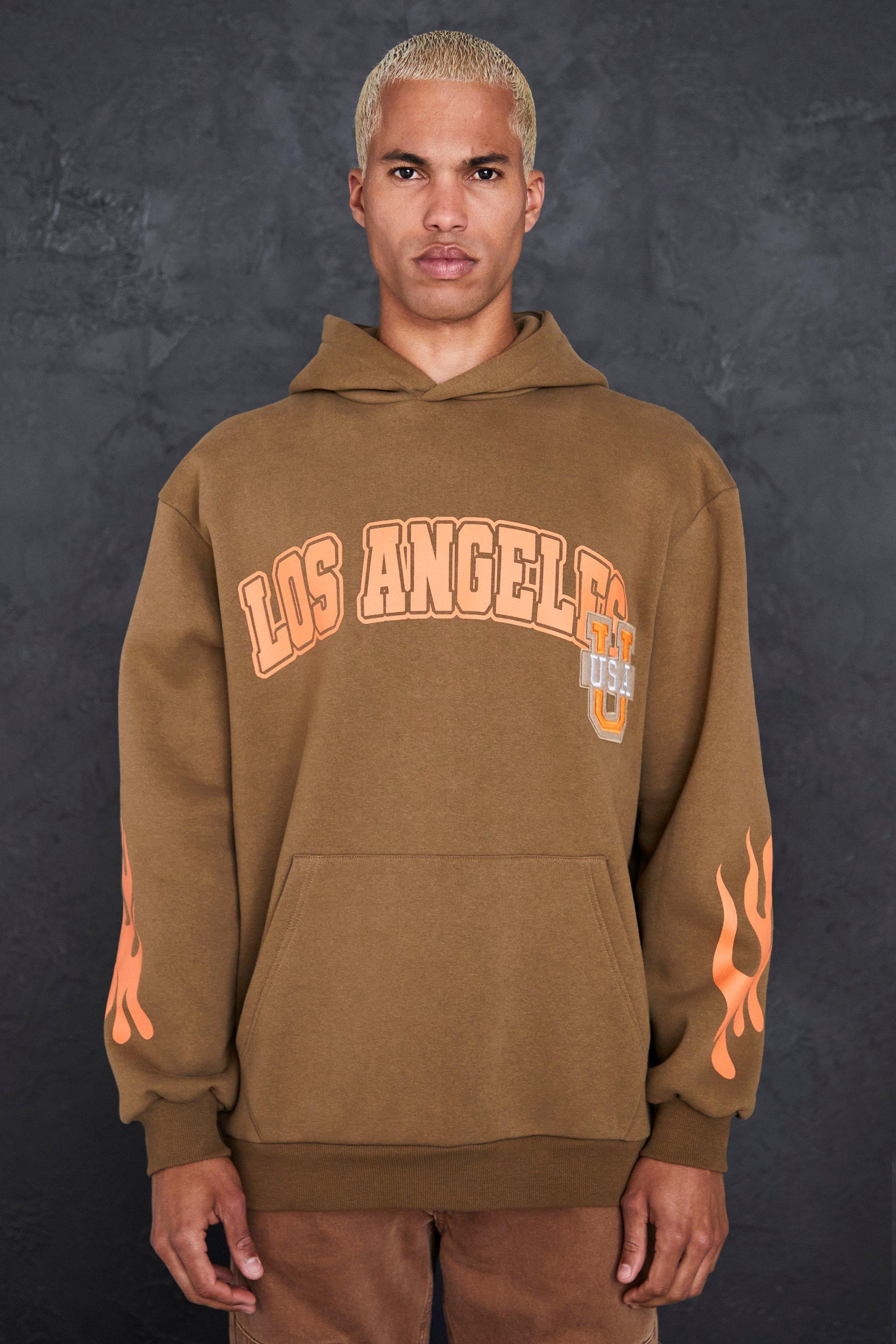 Oversized La Applique Varsity Hoodie | boohooMAN USA