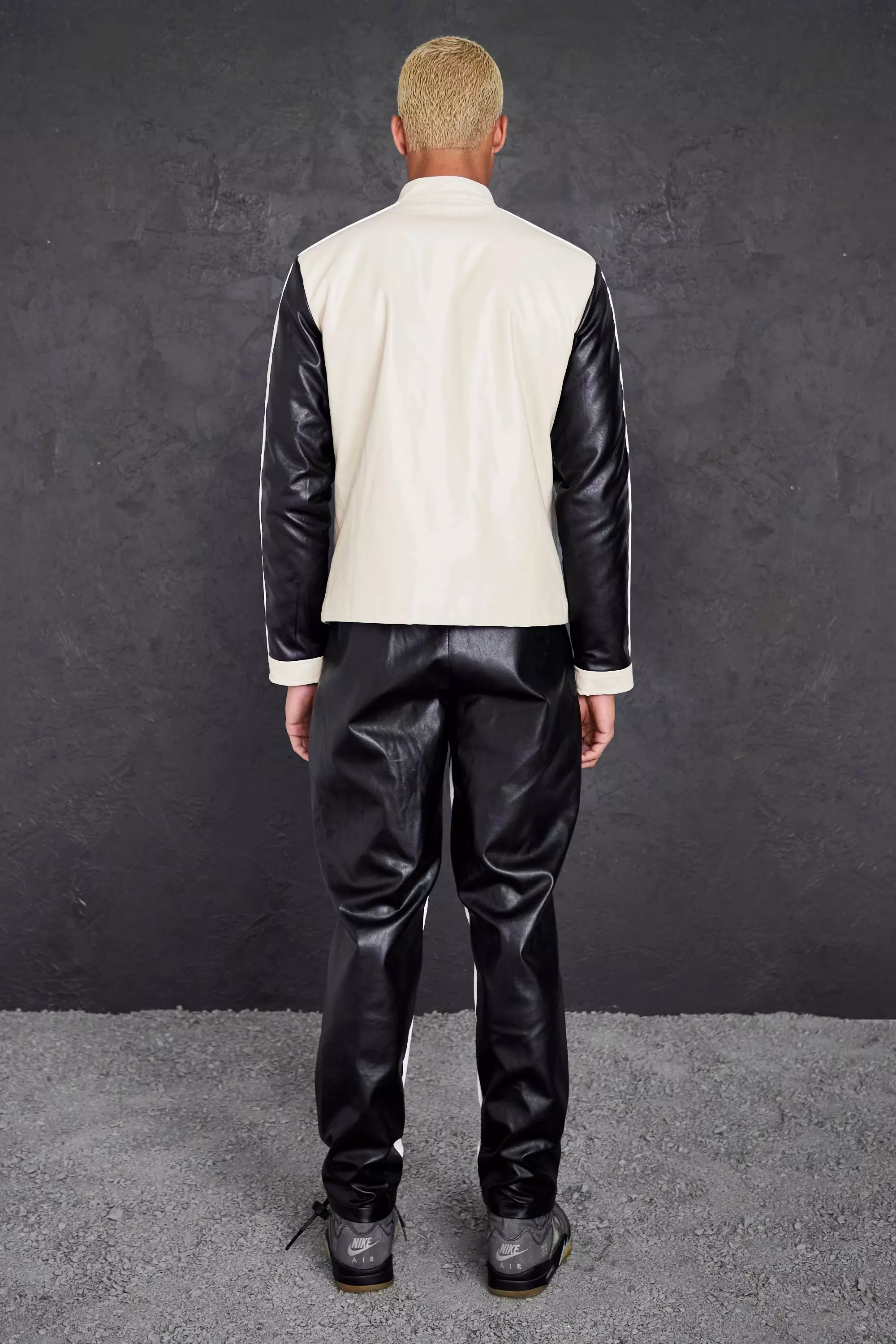 Leather Look Homme Moto Sport Jacket boohooMAN IE