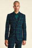 Black Skinny Single Breasted Check Suit Jacket