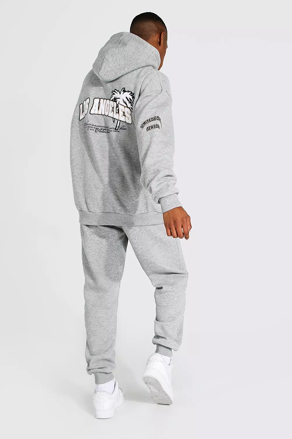 Grey marl Oversized La Varsity Hooded Tracksuit alternative image