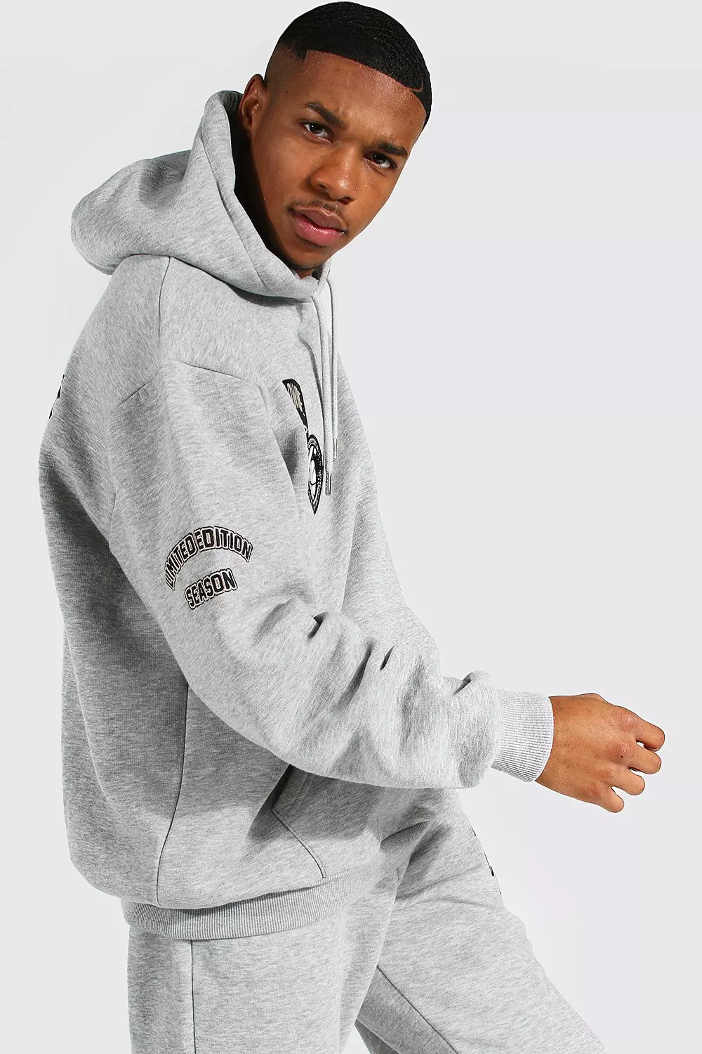 Grey marl Oversized La Varsity Hooded Tracksuit alternative image