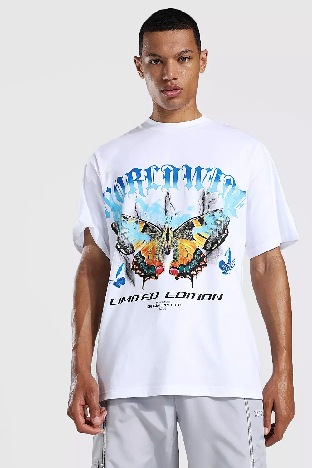 White Tall Worldwide Extended Neck T-shirt