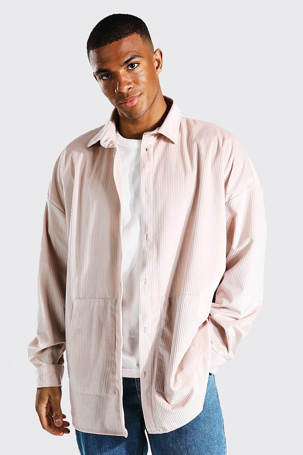 Oversized Velvet Cord Overshirt | boohooMAN USA