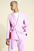 Pink Relaxed wrap Front Suit Jacket