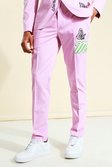 Pantalon de costume universitaire coupe skinny, Pink
