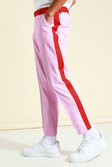 Pink Ingekorte Slim Fit Pantalons Met Zijstreep
