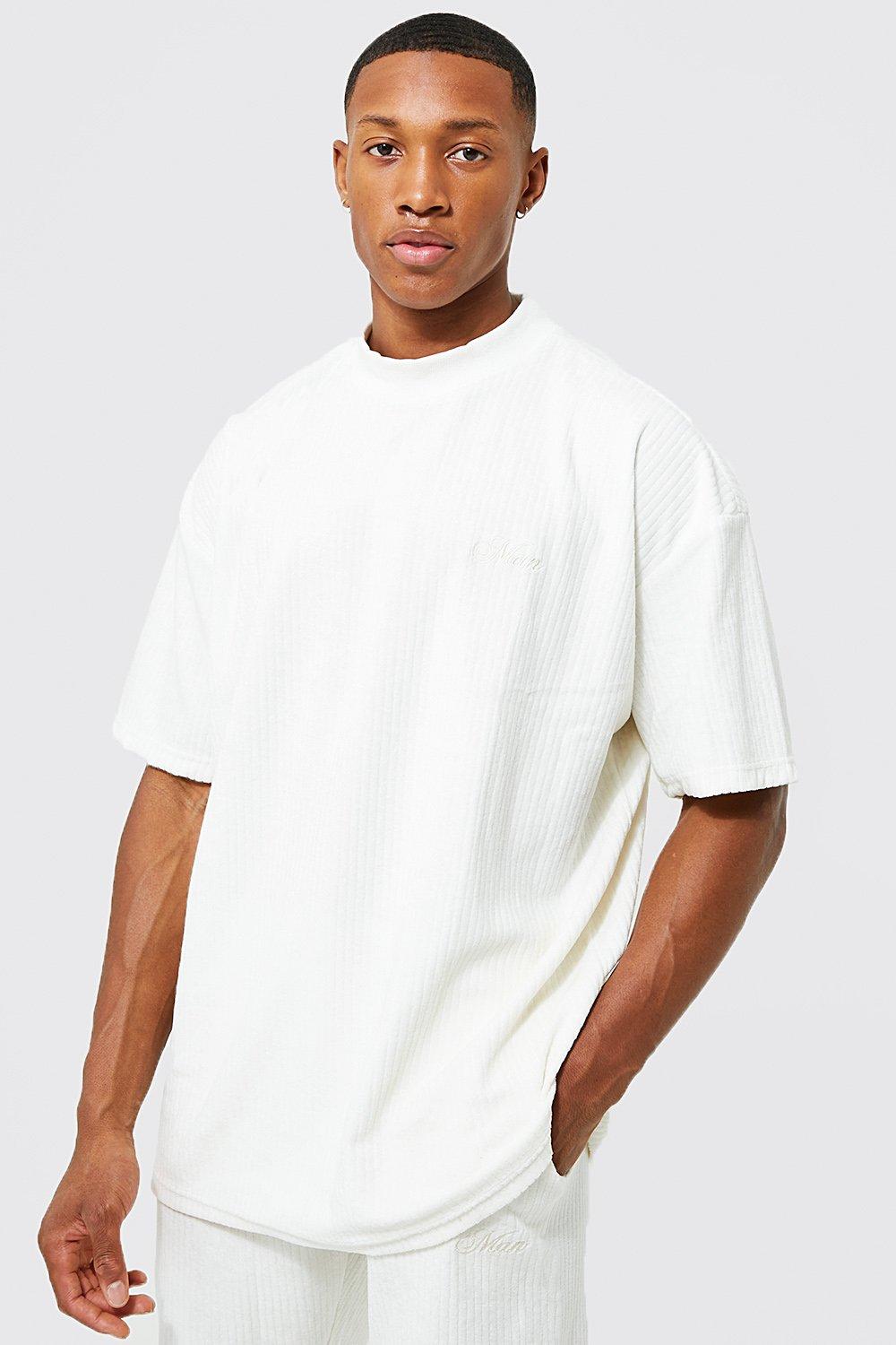 Oversized Man Ribbed Velour T-shirt | boohooMAN USA