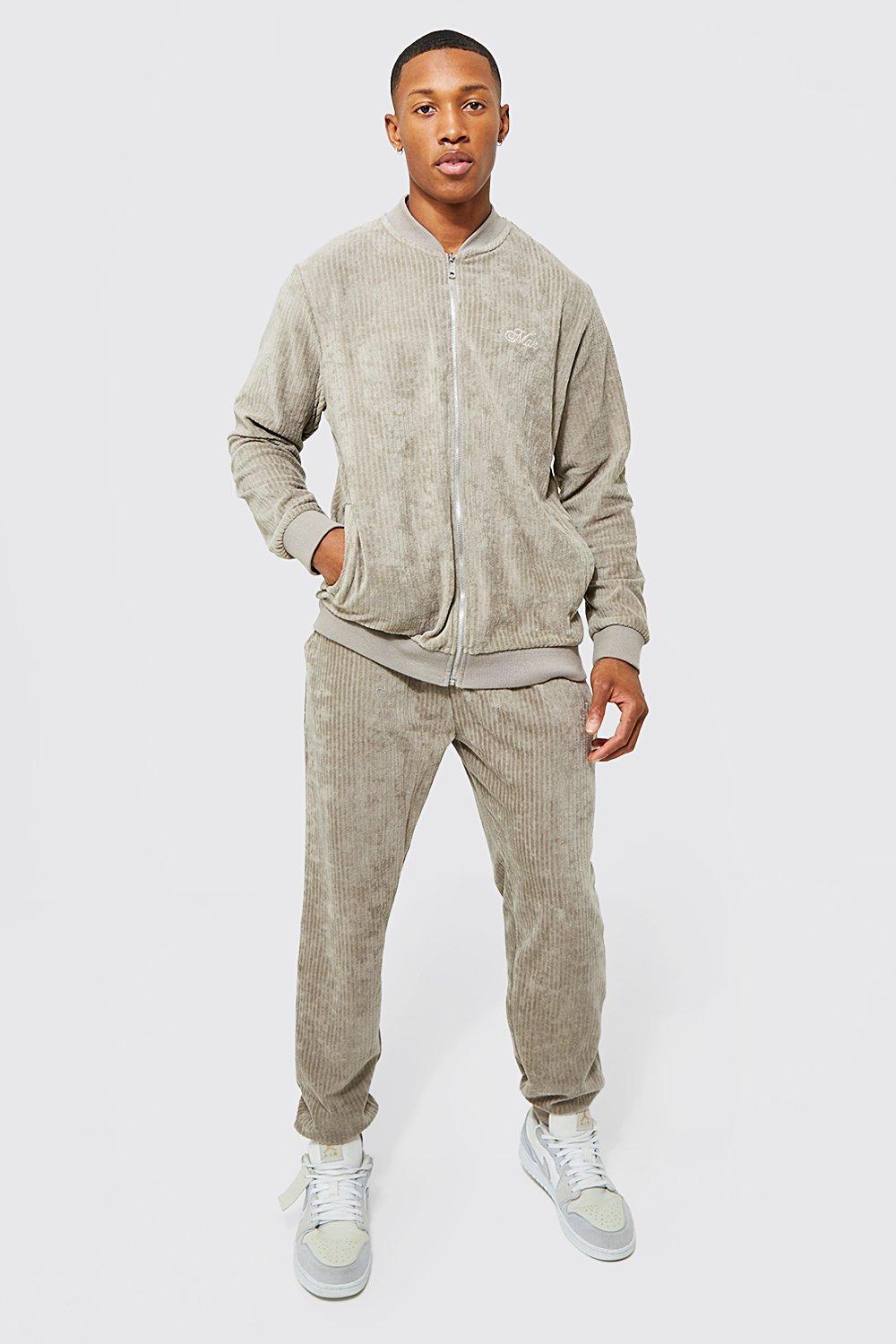 Mens grey velour store tracksuit