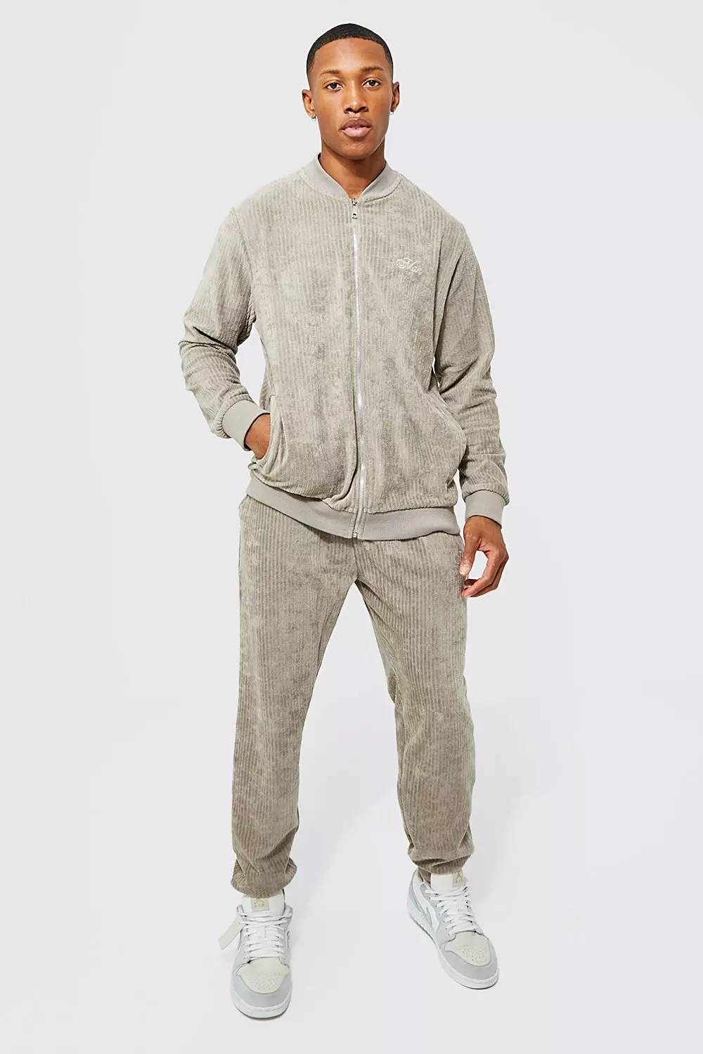 Ensemble de survetement en velours cotele bomber zippe et jogging MAN boohooMAN FR