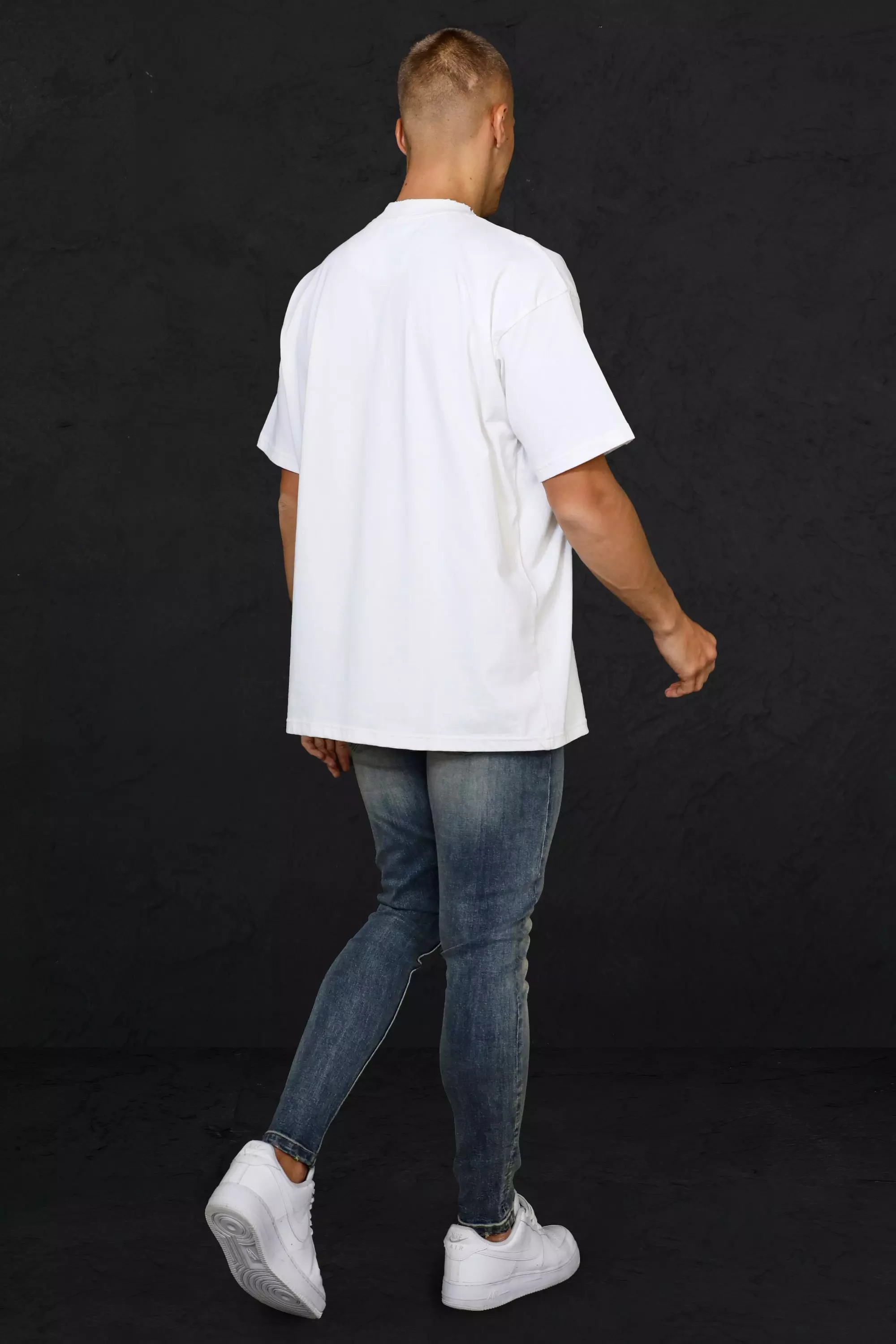 White Oversized Distressed Heavyweight T-shirt alternative image