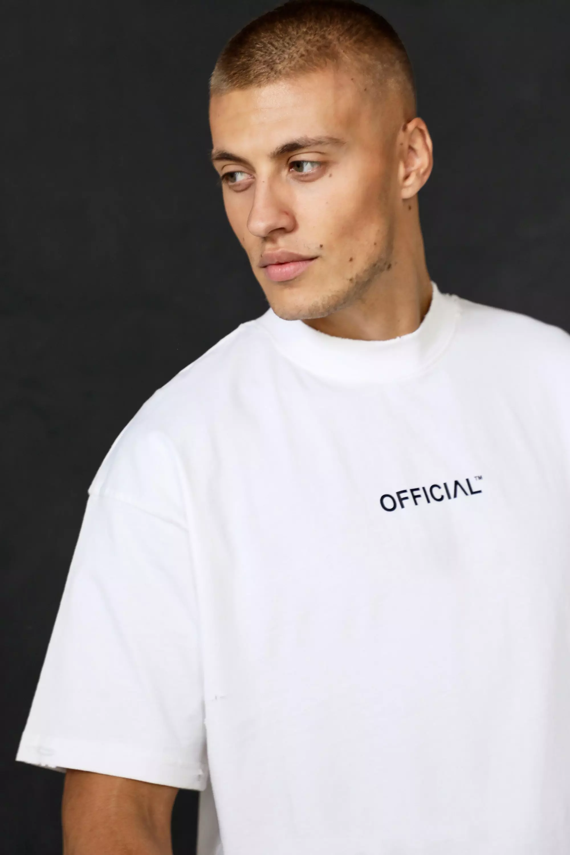 White Oversized Distressed Heavyweight T-shirt alternative image