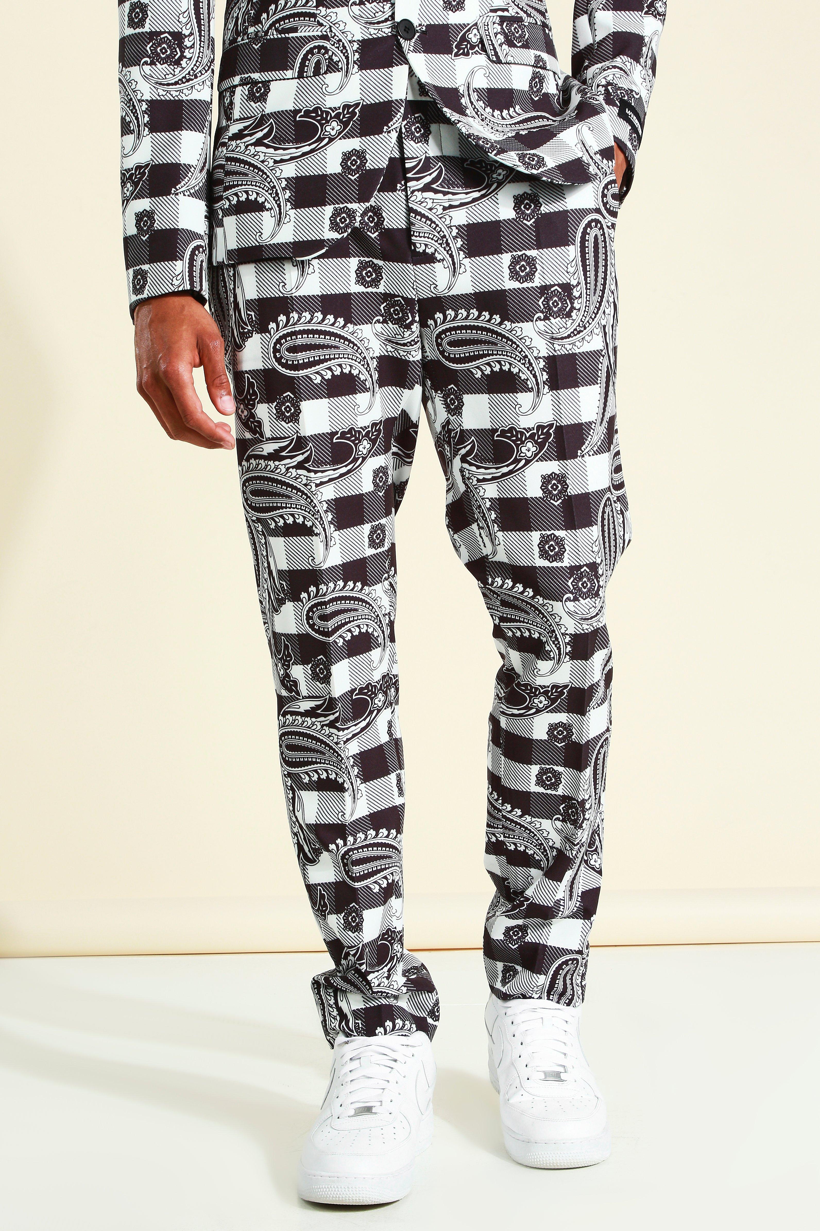 Pantaloni Completo Skinny Fit A Quadri, Black