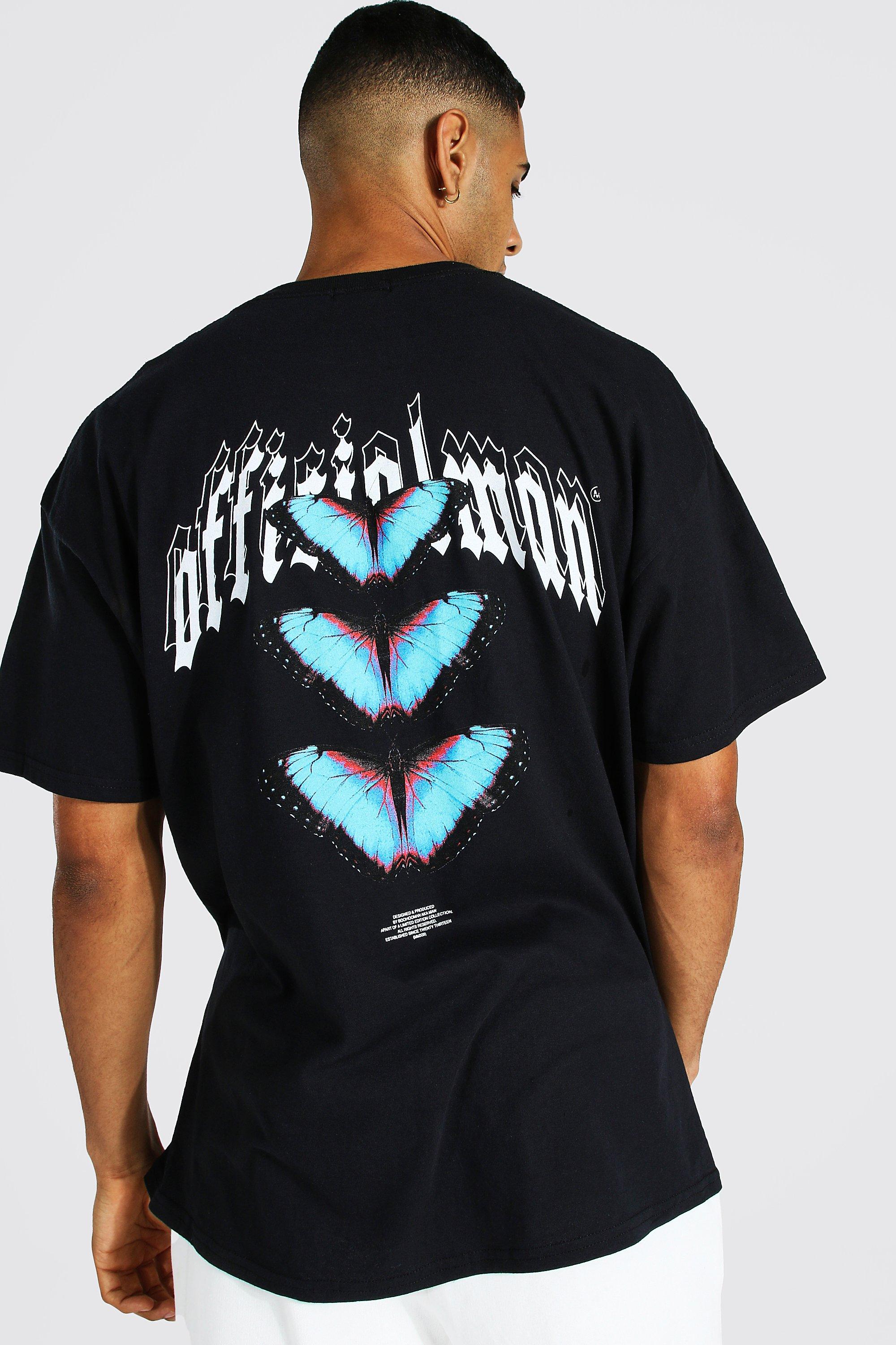 ASOS DESIGN oversized t-shirt in black with front butterfly & text print -  ShopStyle