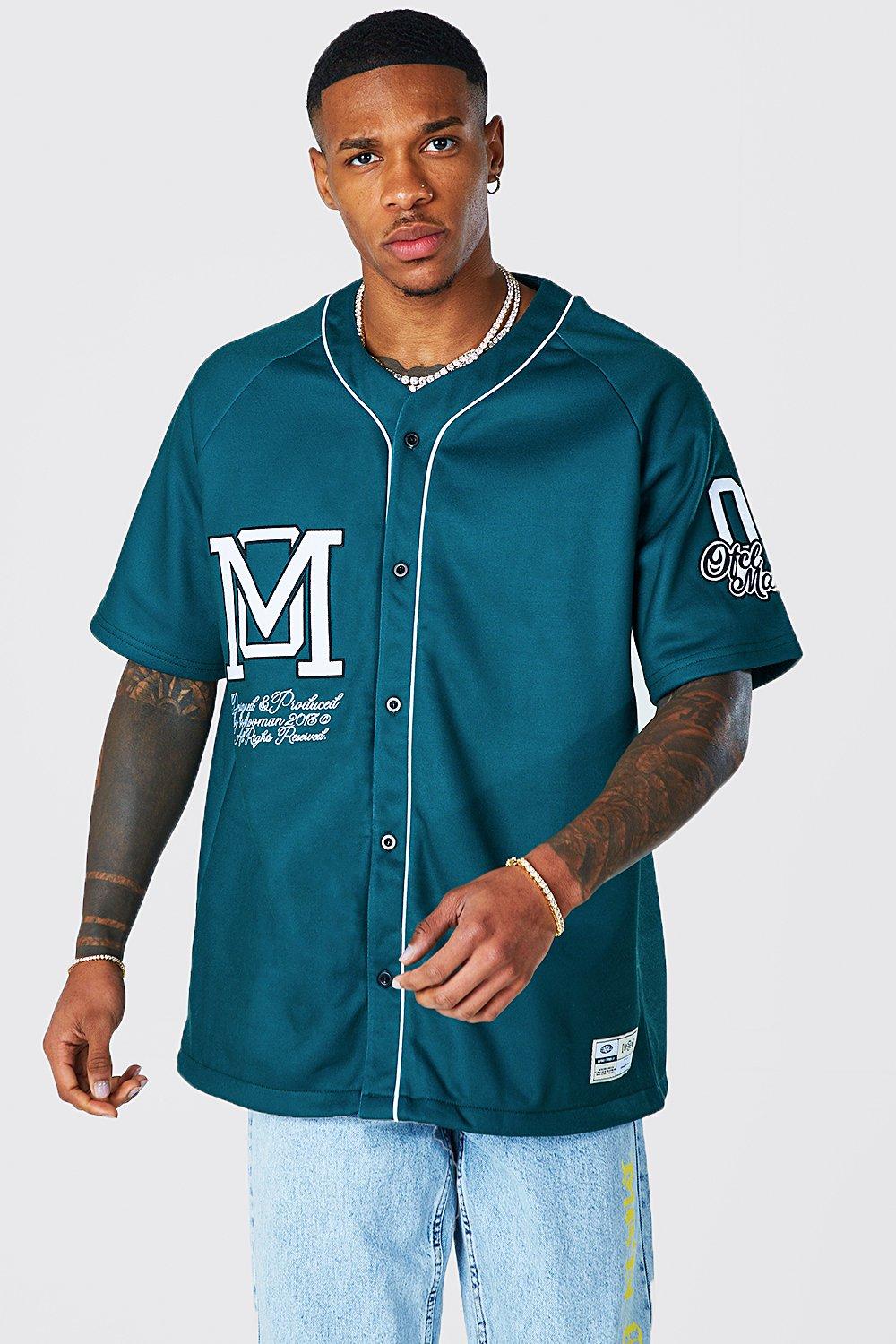 Oversized Official Denim Baseball Shirt | boohooMAN USA