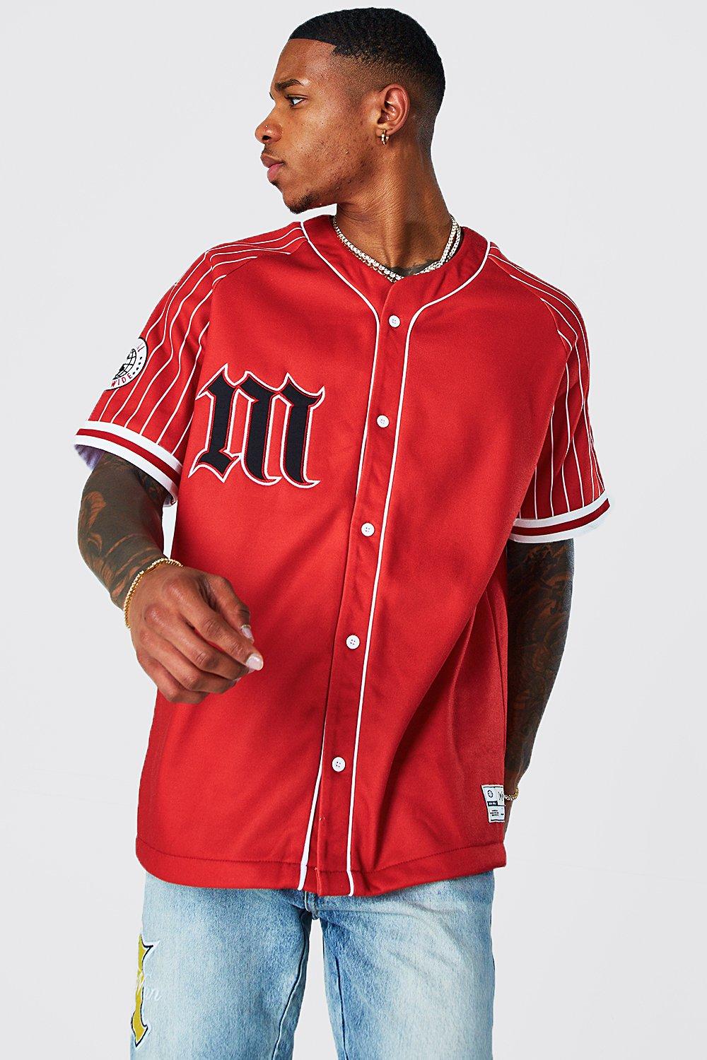 Plus Size Men's Embroidered Striped/letters Graphic Print Baseball Shirt  For Sports/running/baseball, Trendy Oversized Loose Fit Short Sleeve Jersey  For Big & Tall Males, Men's Clothing - Temu Austria