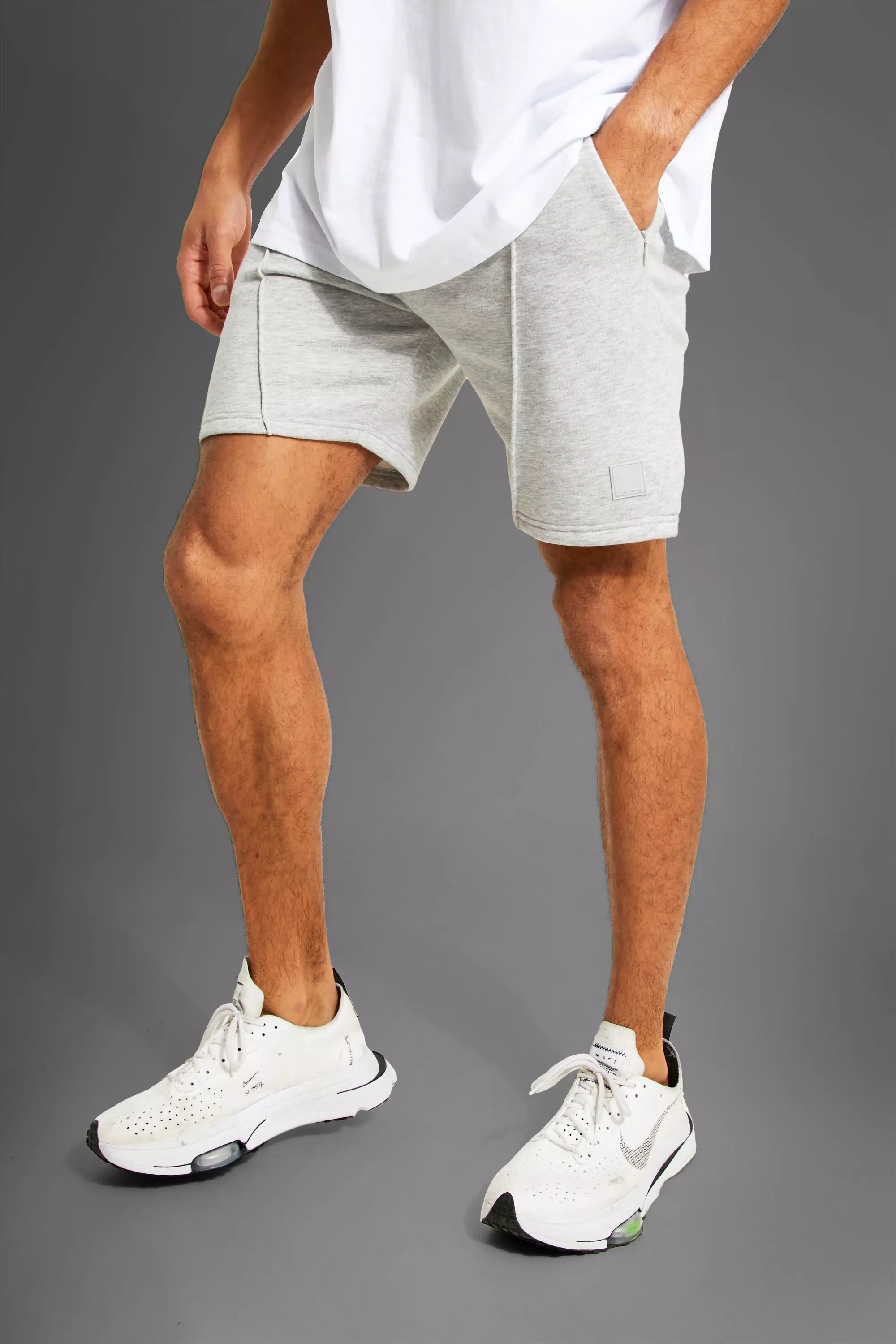Man Active Gym Seam Detail Shorts Grey marl