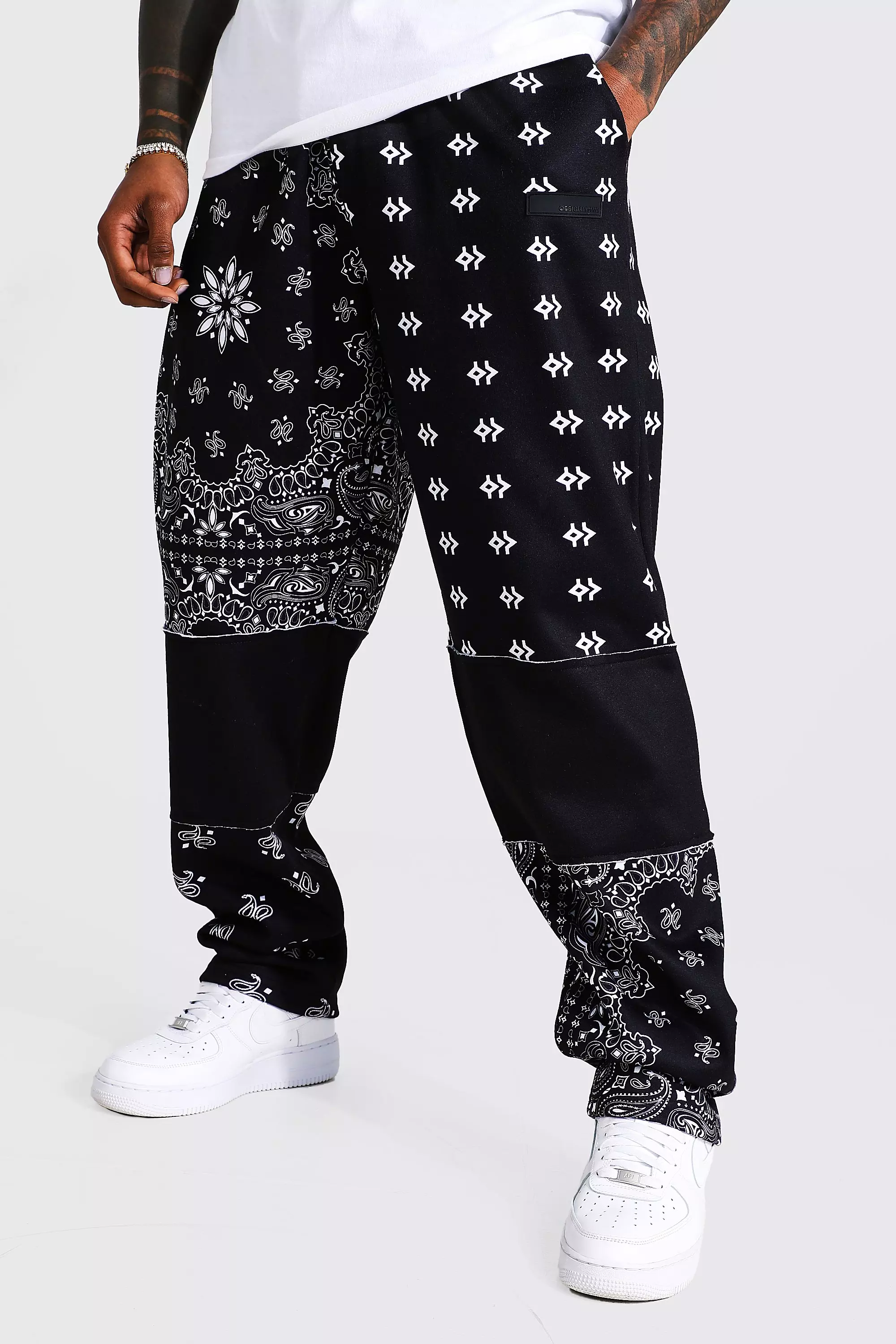 Black bandana joggers deals