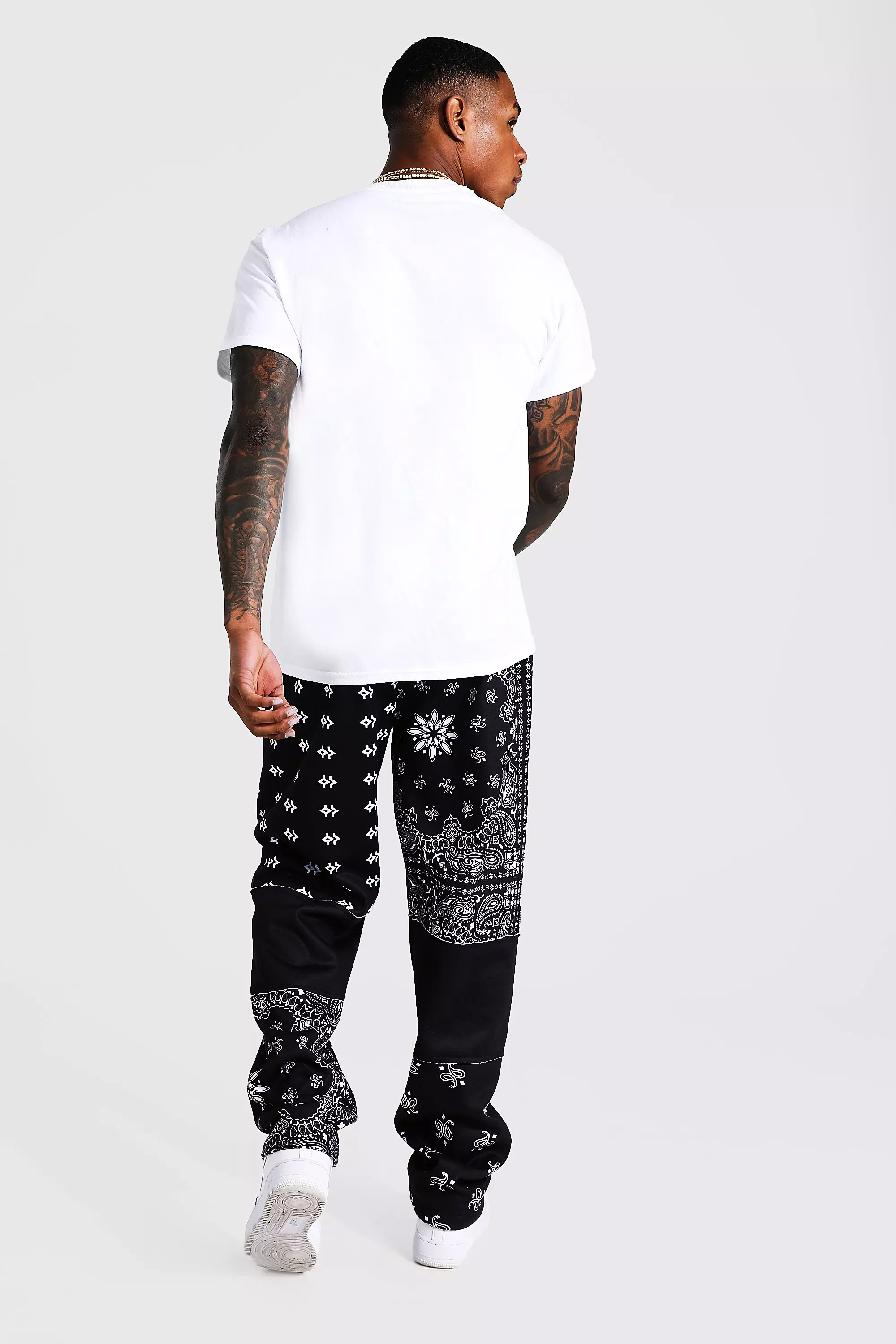 Official Man Bandana Print Rubber Tab Jogger boohooMAN