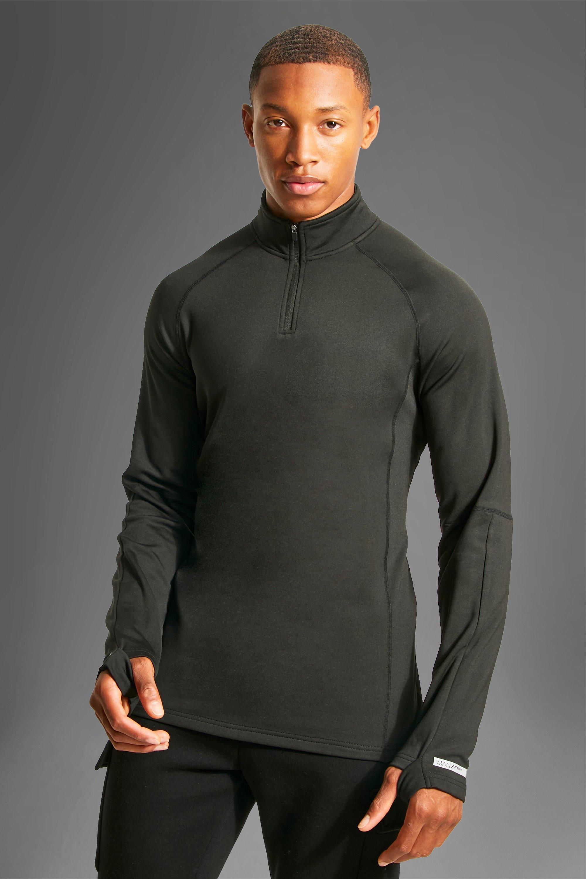 Man Active Gym Raglan Muscle Fit 1/4 Zip Top