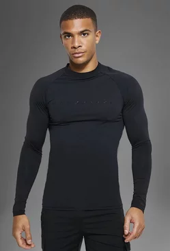 Black Man Active Gym Tech Long Sleeve Top