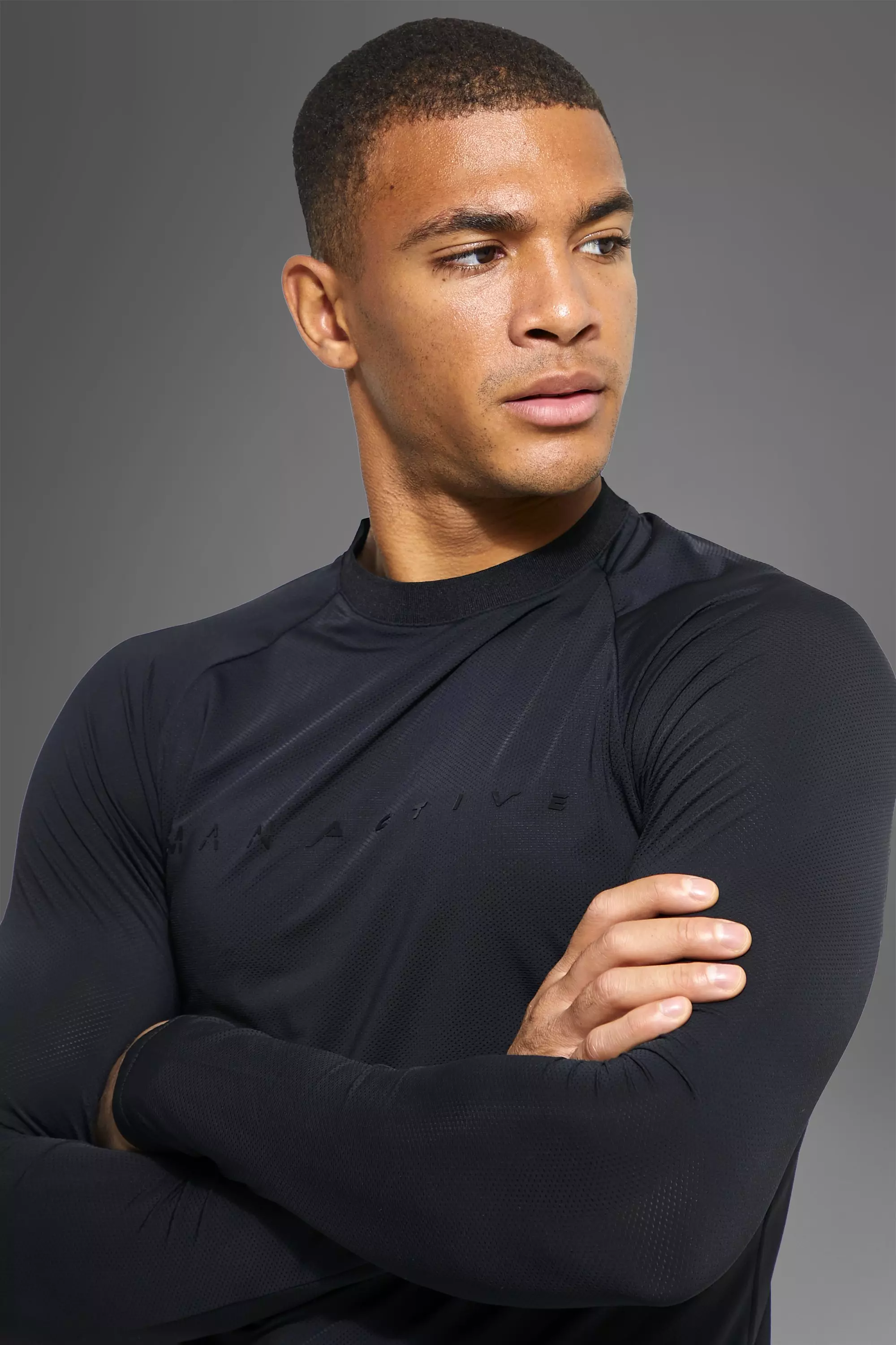 Man Active Gym Oberteil mit langen Ärmeln, Black alternatives Bild