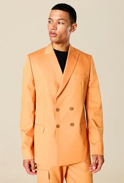 Orange Tall Oversized Double Breasted Suit Jacket