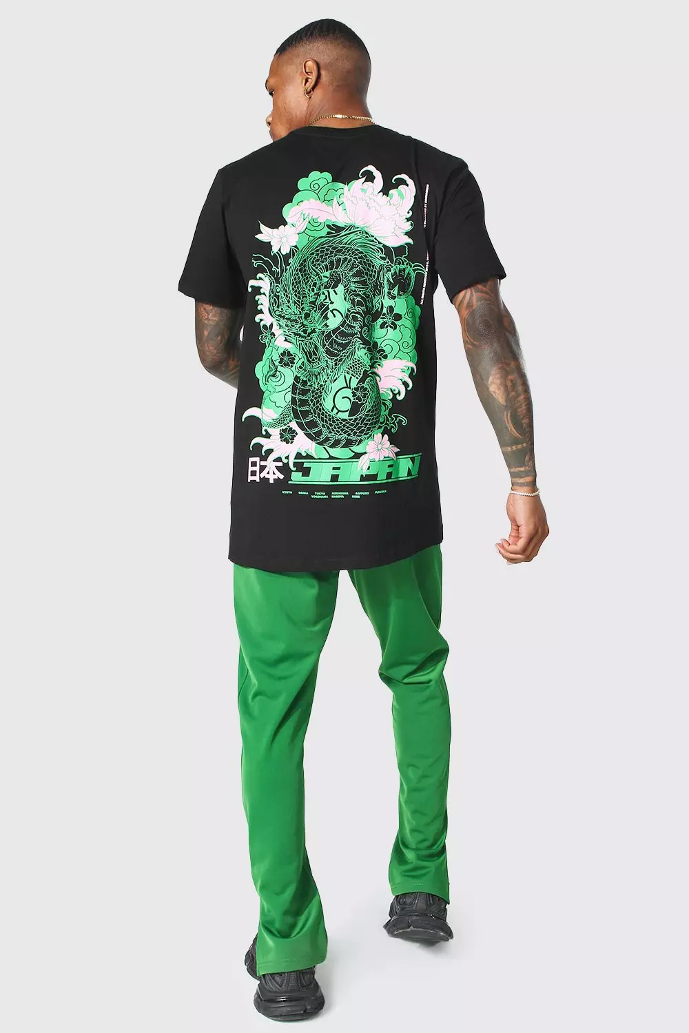 Black Longline Dragon Back Print T-shirt alternative image