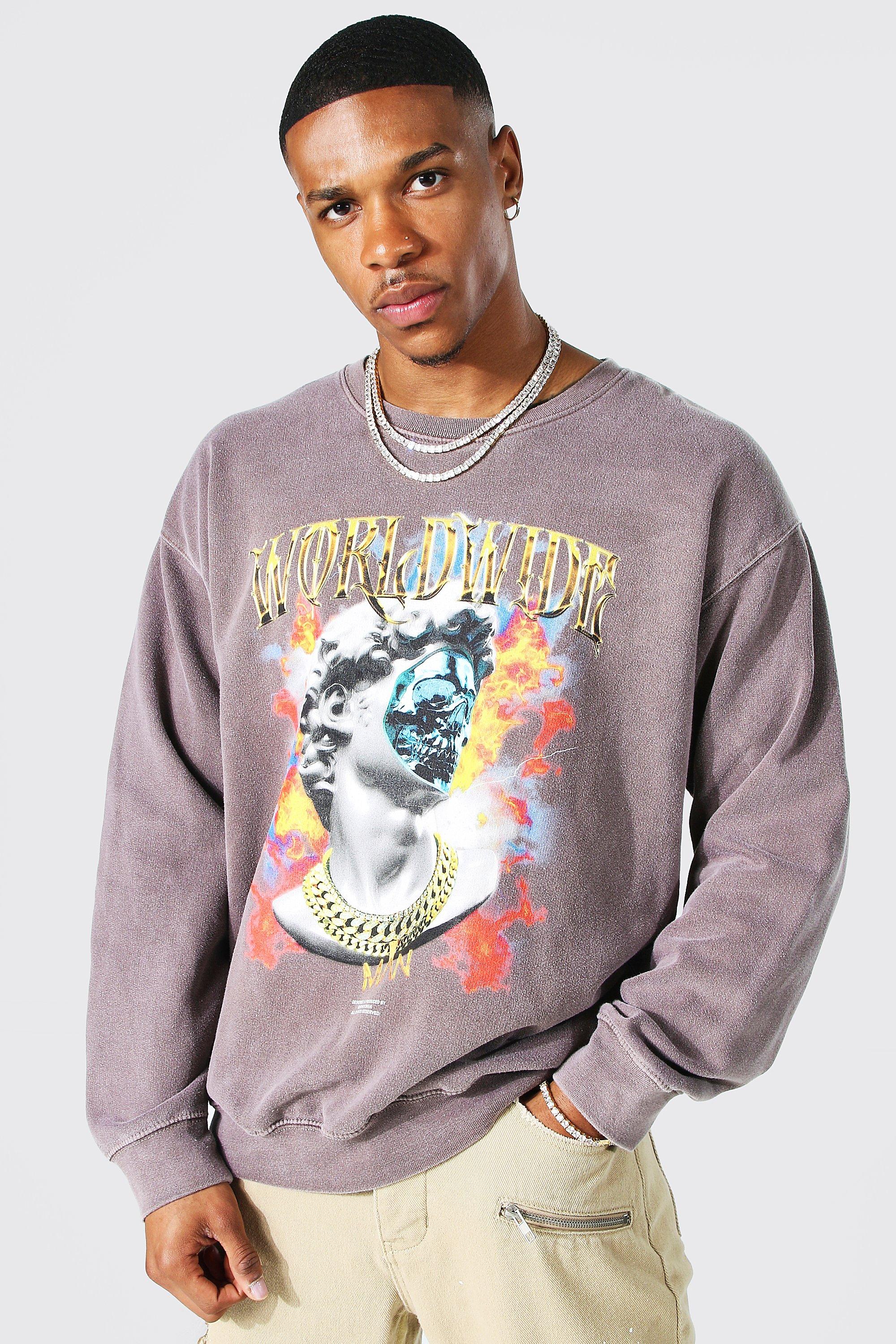 Oversized Overdyed Statue Graphic Sweatshirt