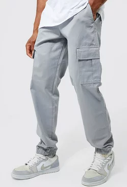 Men's Grey Cargo Pants | boohooMAN USA