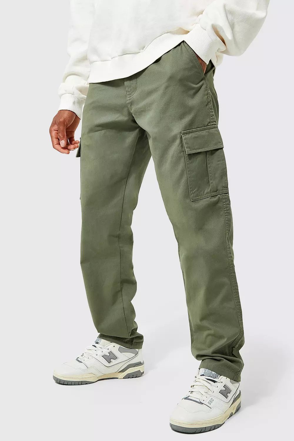 Fixed Waist Straight Leg Twill Cargo Pants | boohooMAN USA