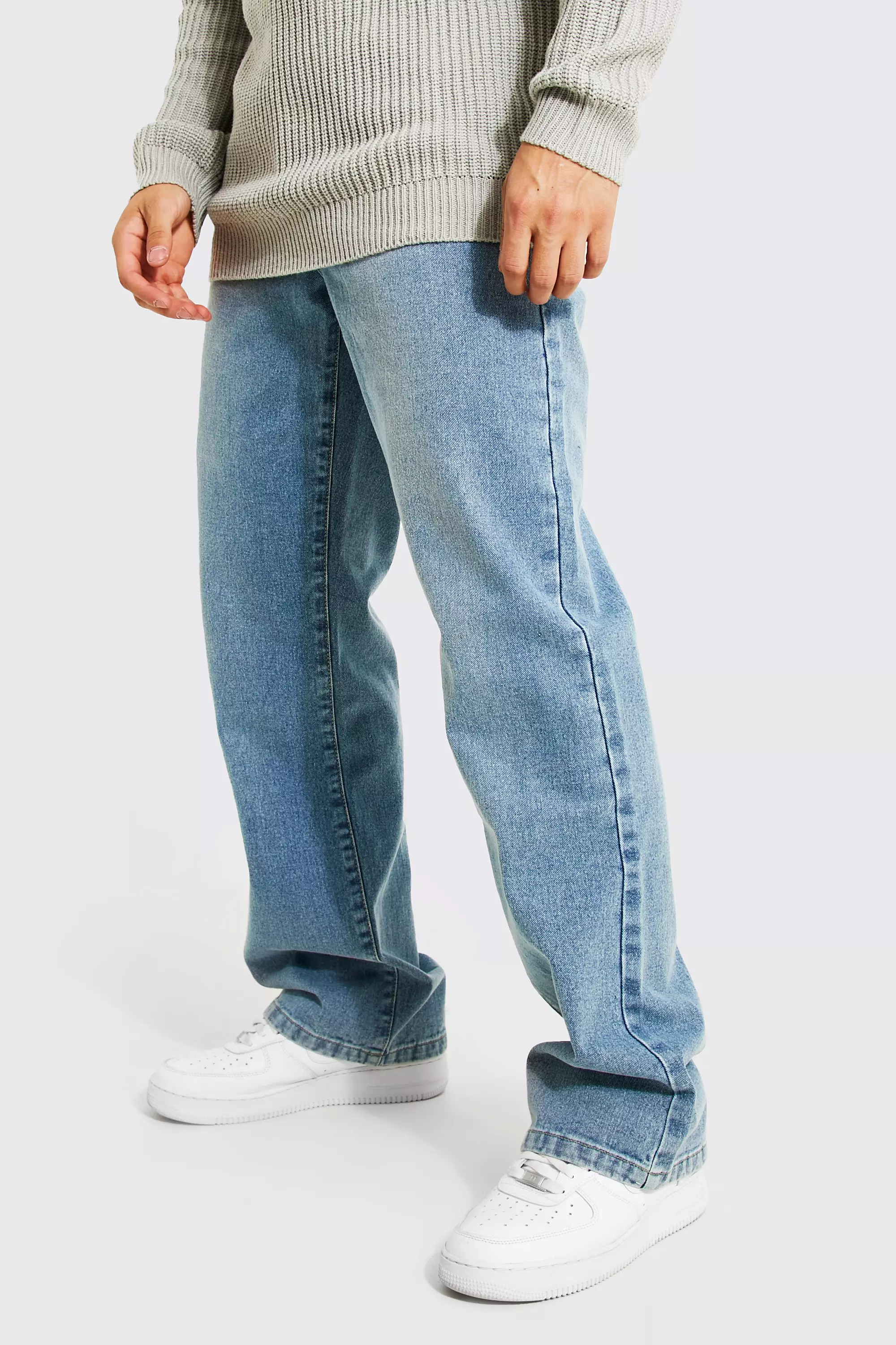 Blue Relaxed Fit Rigid Flared Jeans