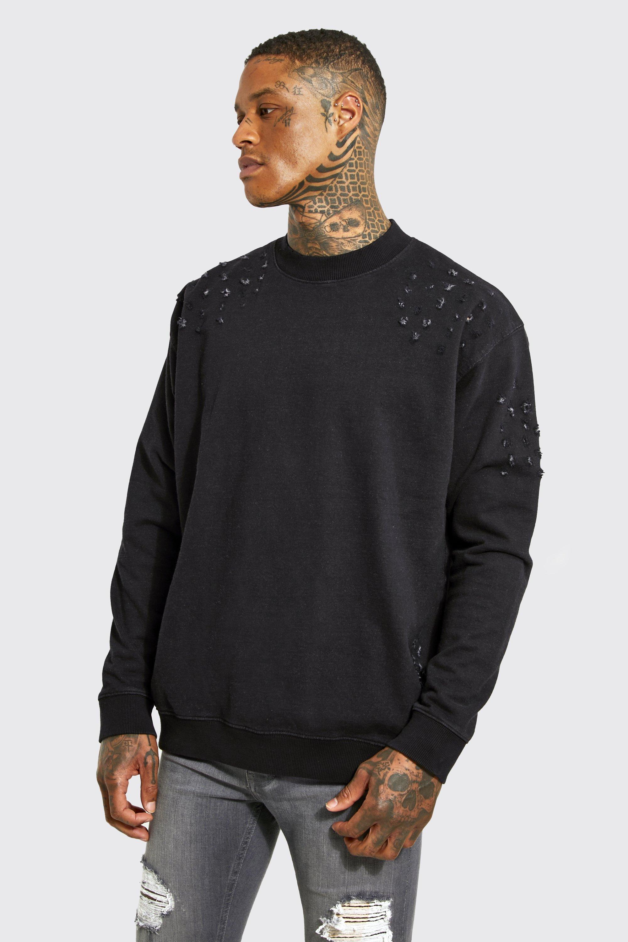 Man Oversized Distressed Sweatshirt