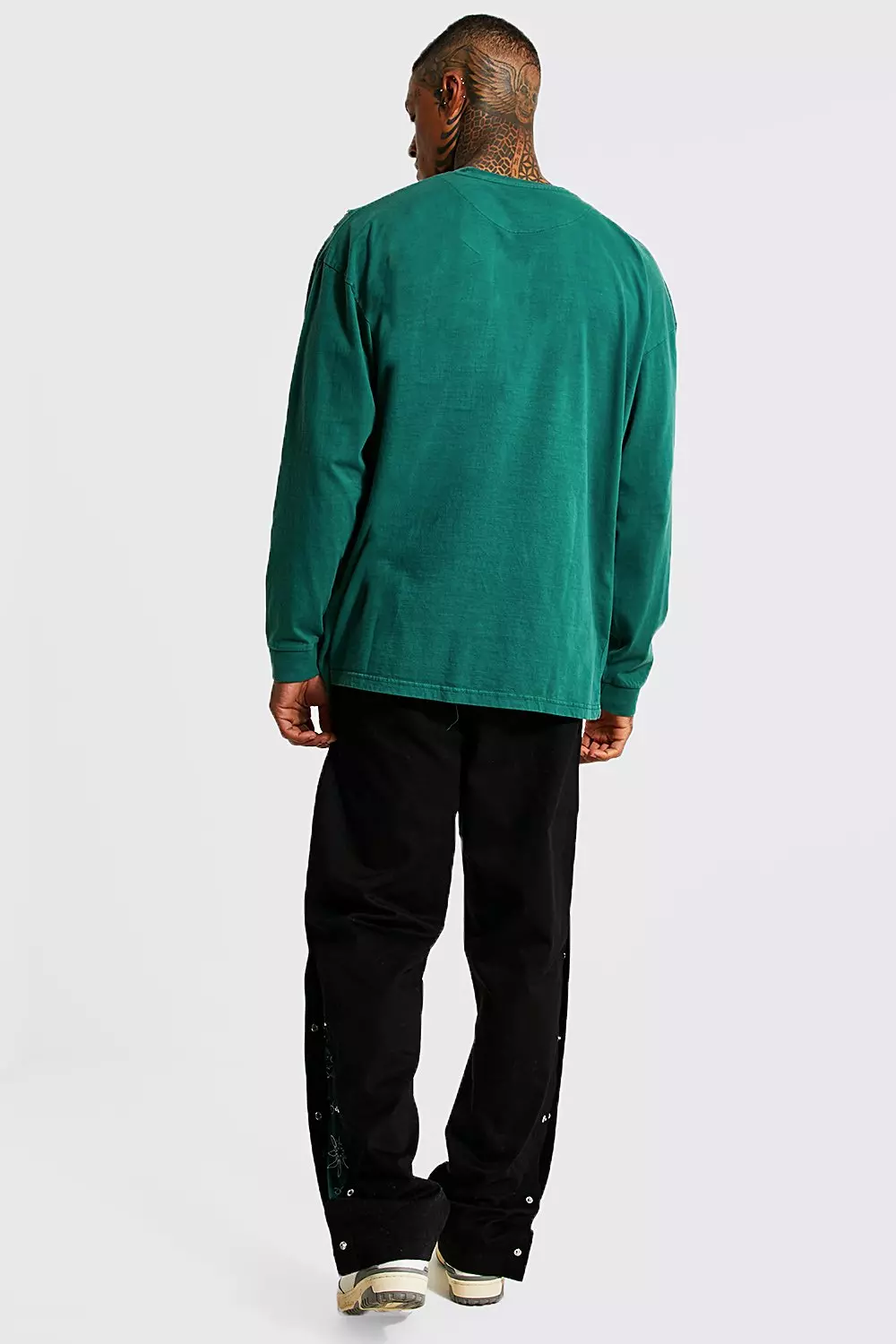 T-shirt oversize déchiré à manches longues , Dark green autre image