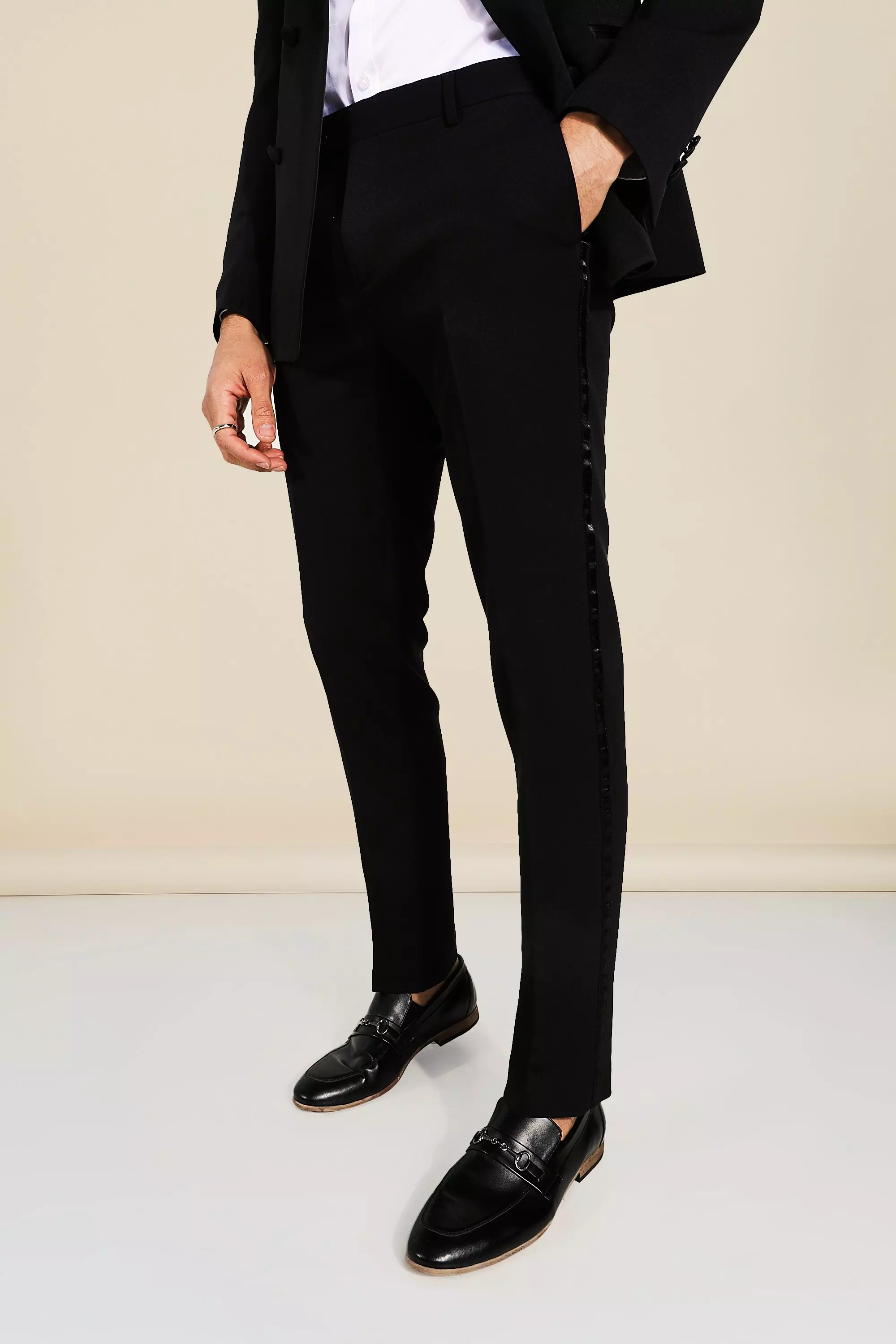 Skinny Tuxedo Dress Pants Black