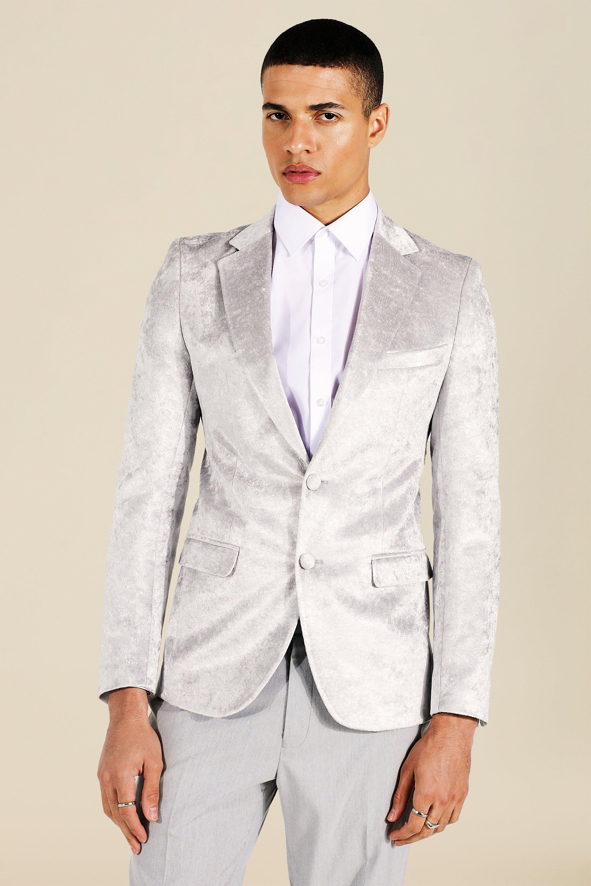 Silver velvet outlet suit