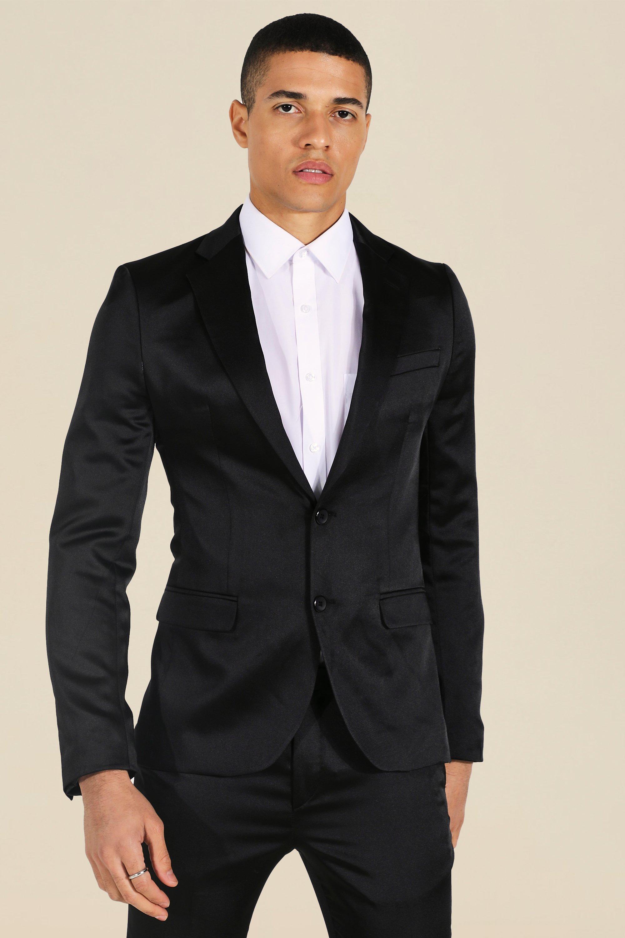 Shiny Black Satin Suit  Satin suit, Designer suits for men, Mens