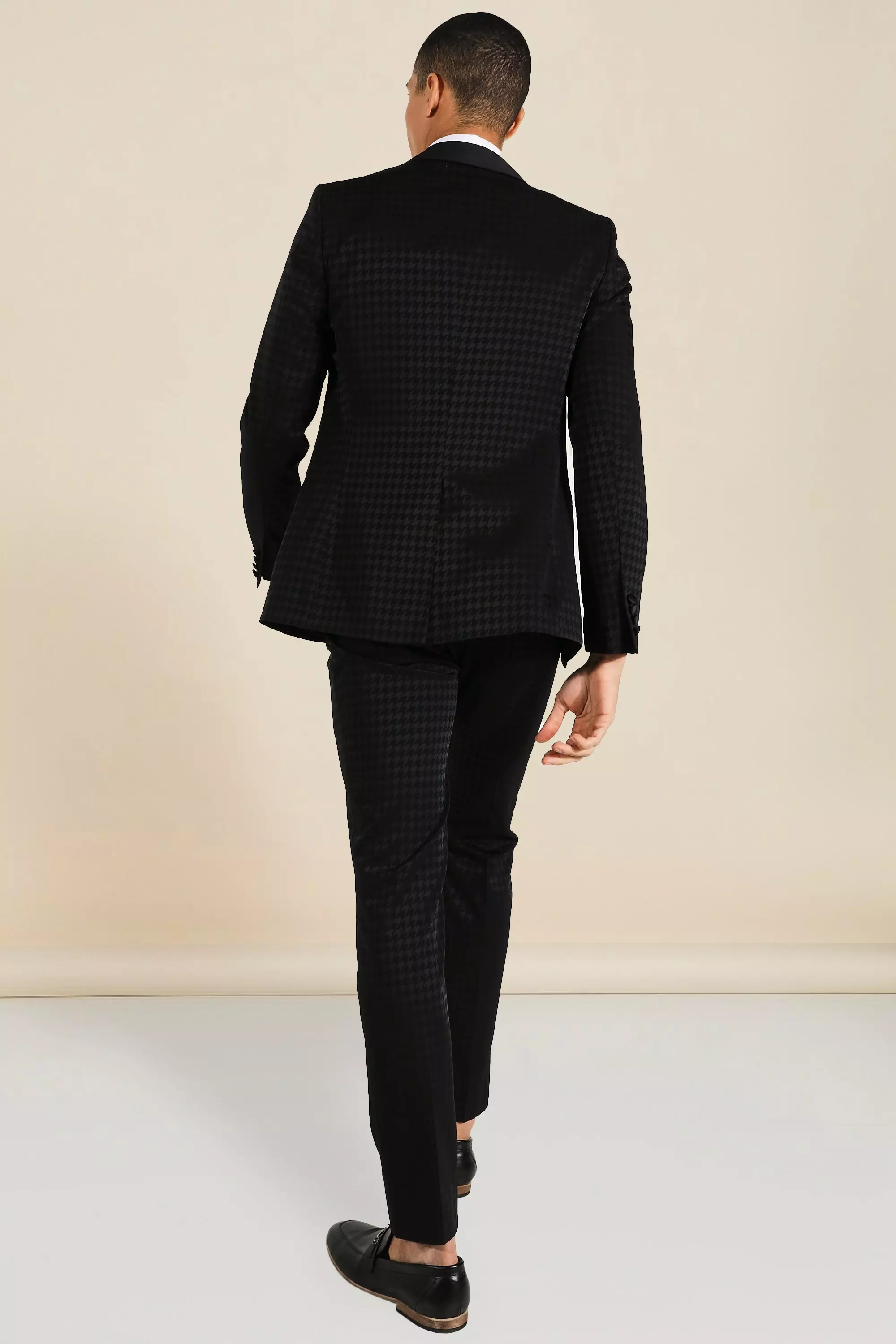 Black Skinny Tonal Houndstooth Pants alternative image