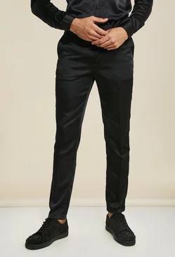 Skinny Satin Design Suit Pants Black
