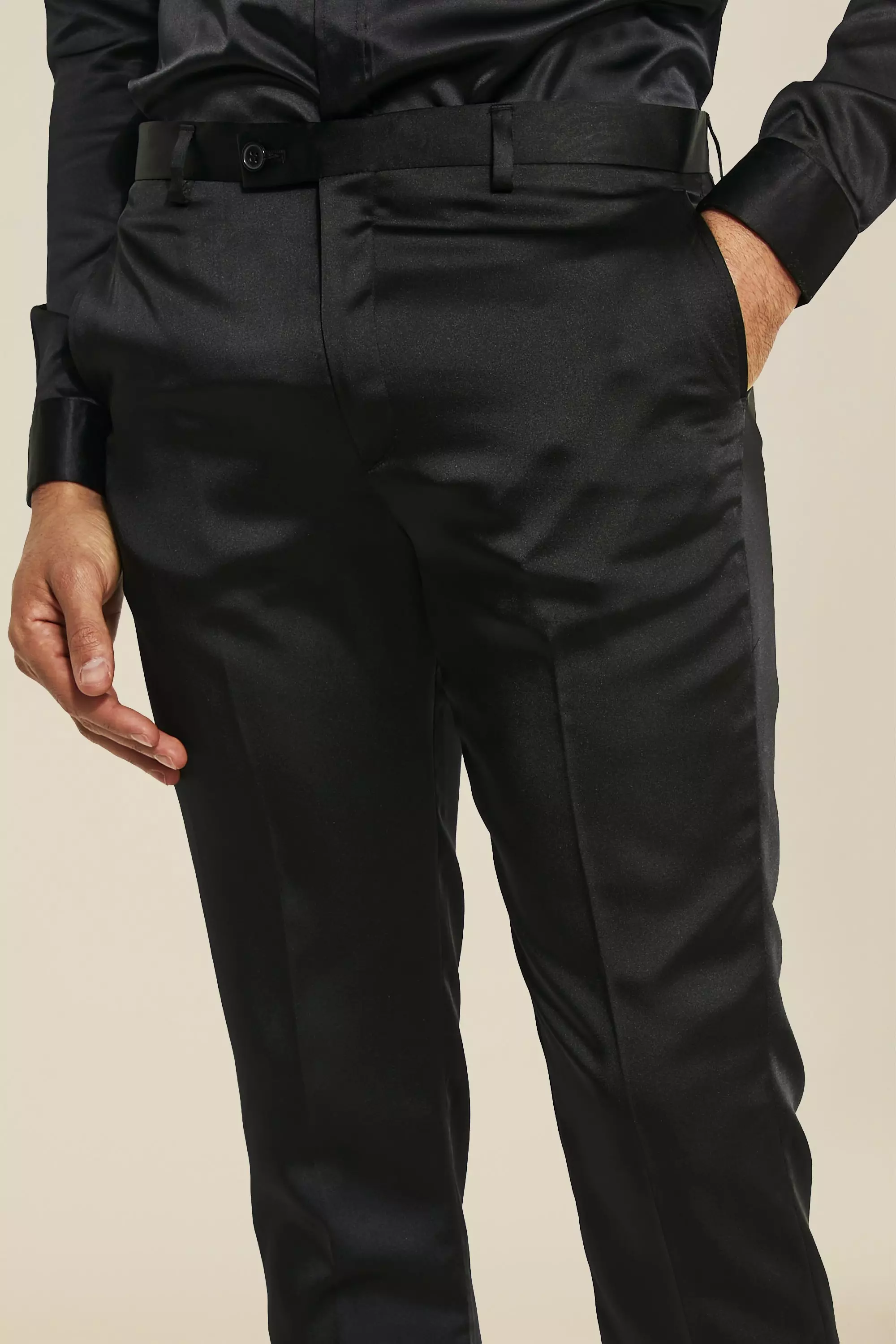 Skinny Satin Design Suit Trousers boohooMAN UK