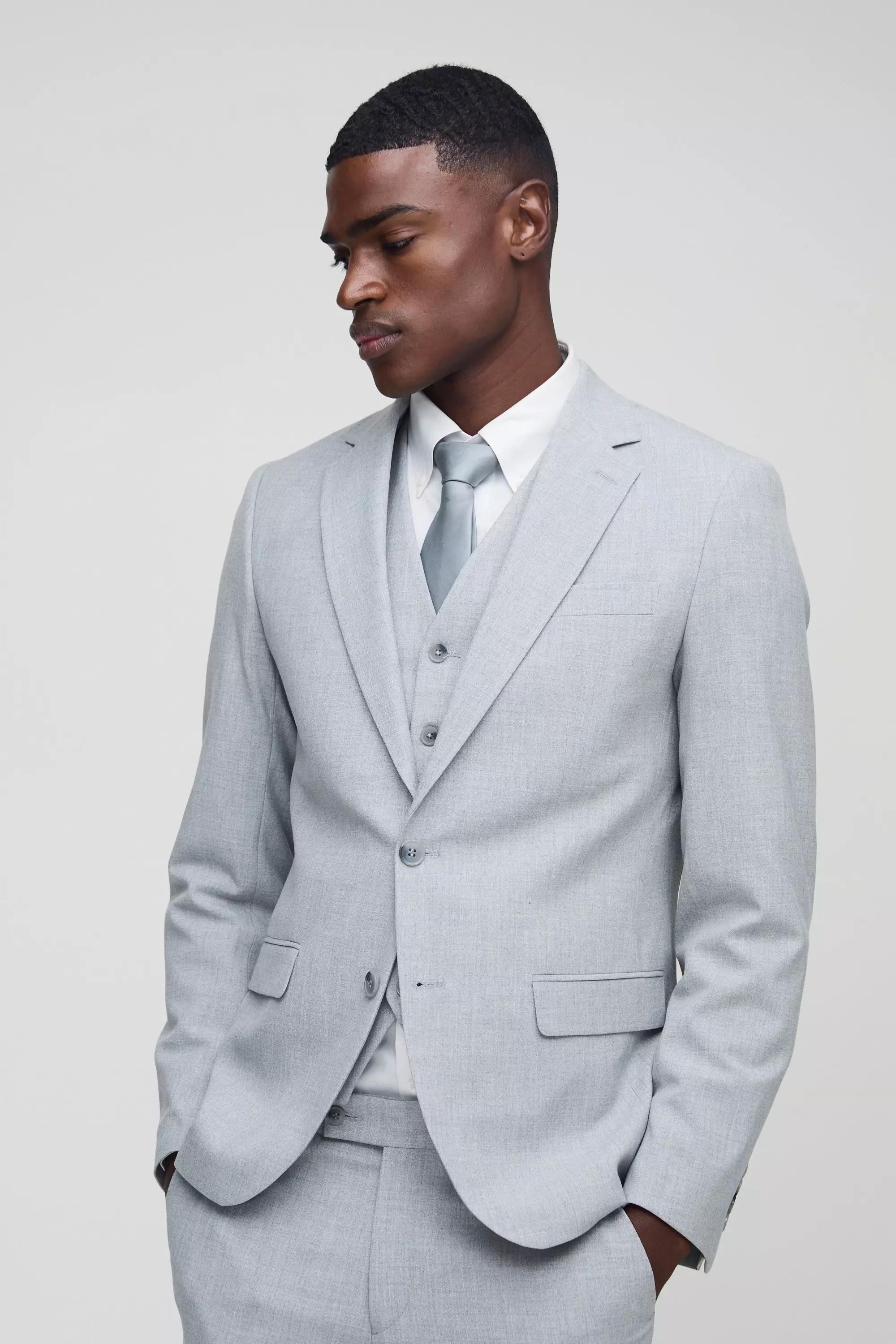 Slim Grey Single Breasted Jacket alternative image